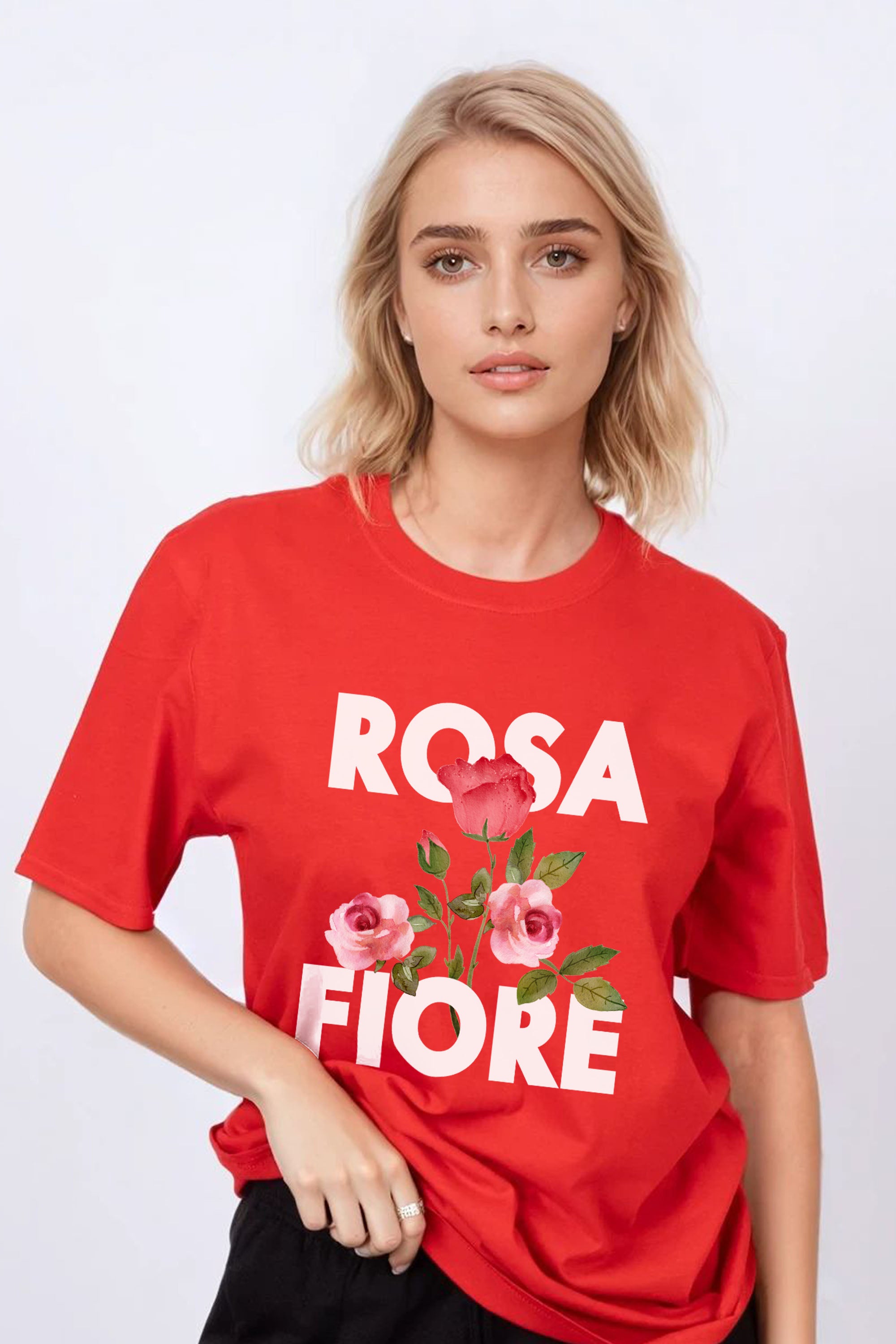 Regular Fit T-shirt in Rosa Fiore Floral Print