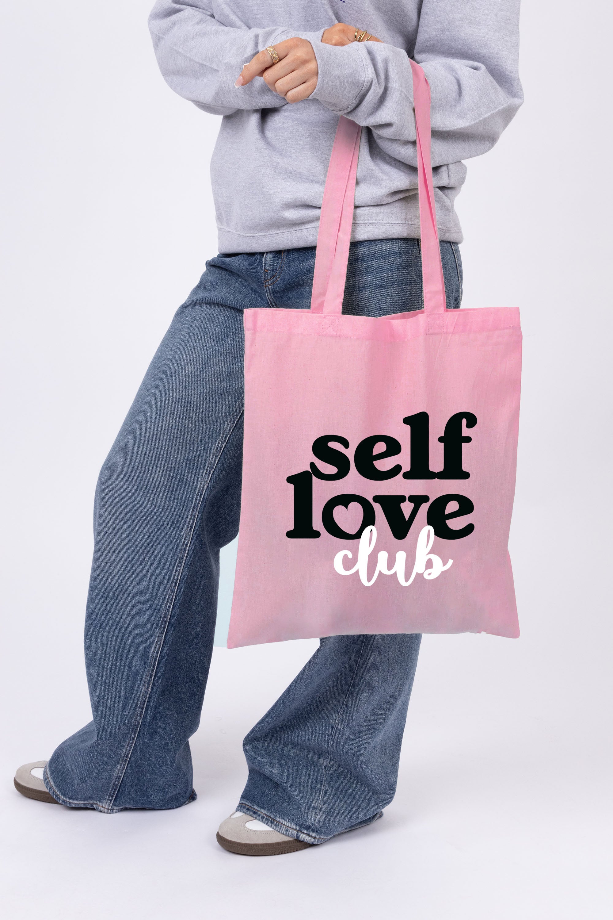 Self Love Club Printed Cotton Long Handle Canvas Bag (Custom Pack)