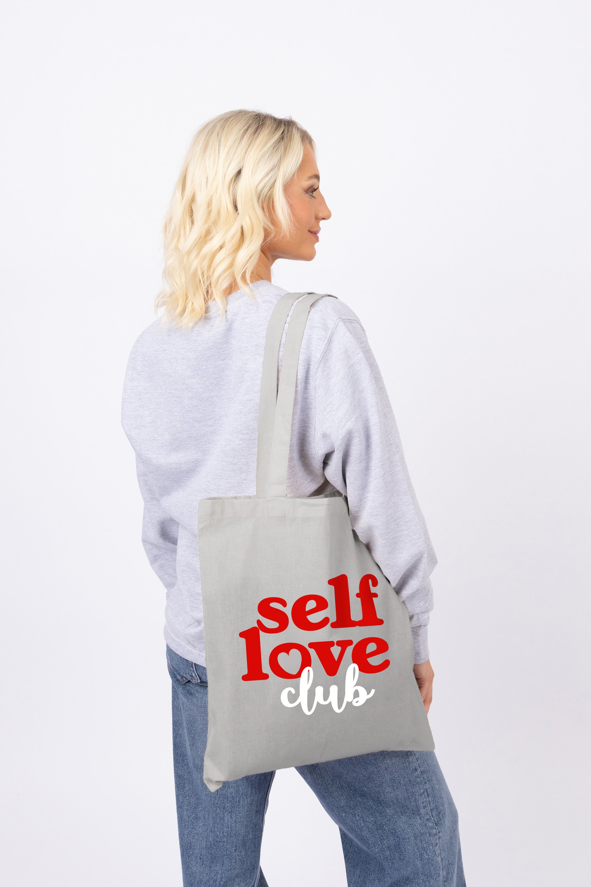 Self Love Club Printed Cotton Long Handle Canvas Bag (Custom Pack)