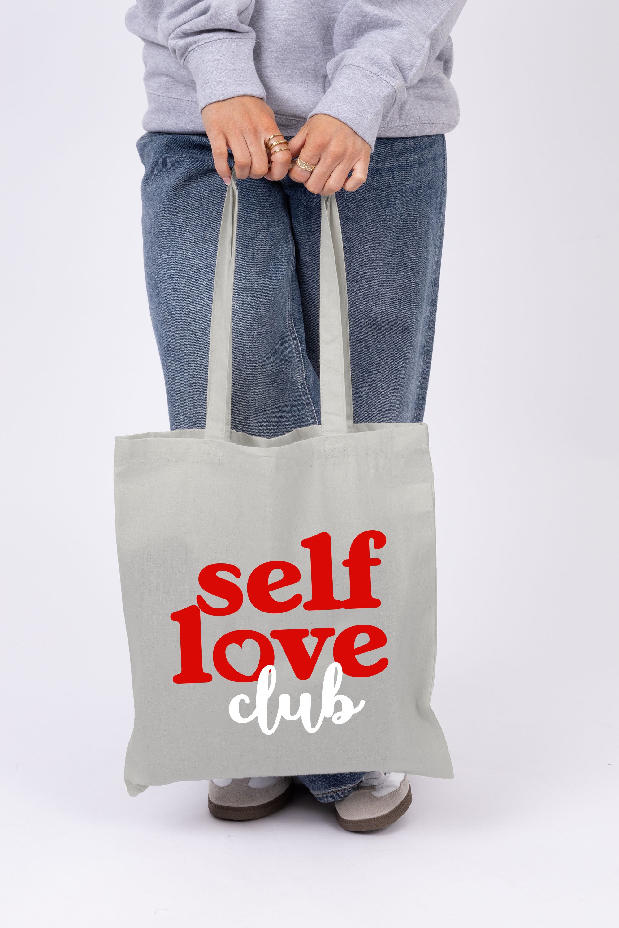 Self Love Club Printed Cotton Long Handle Canvas Bag (Custom Pack)