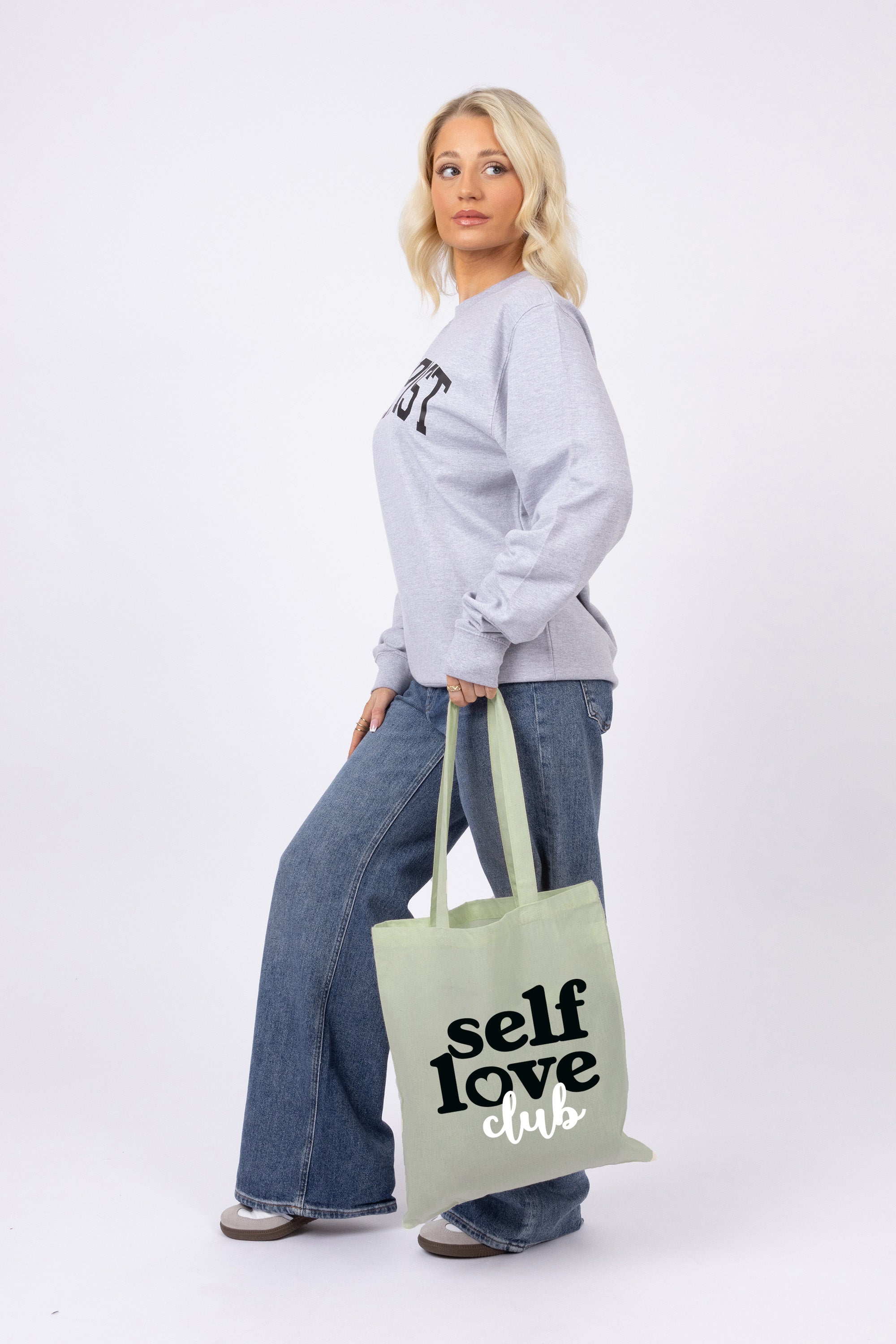 Self Love Club Printed Cotton Long Handle Canvas Bag (Custom Pack)