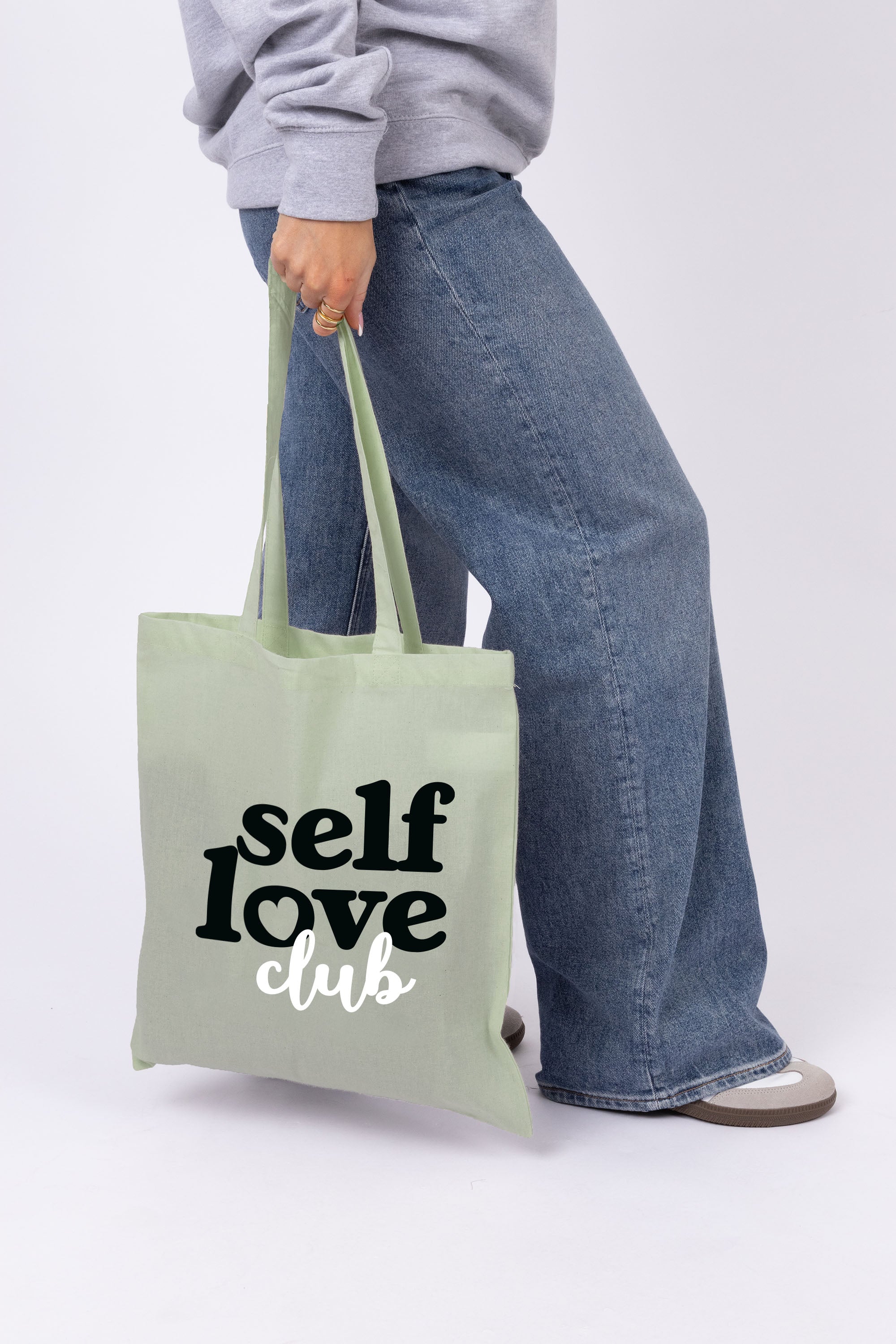 Self Love Club Printed Cotton Long Handle Canvas Bag (Custom Pack)