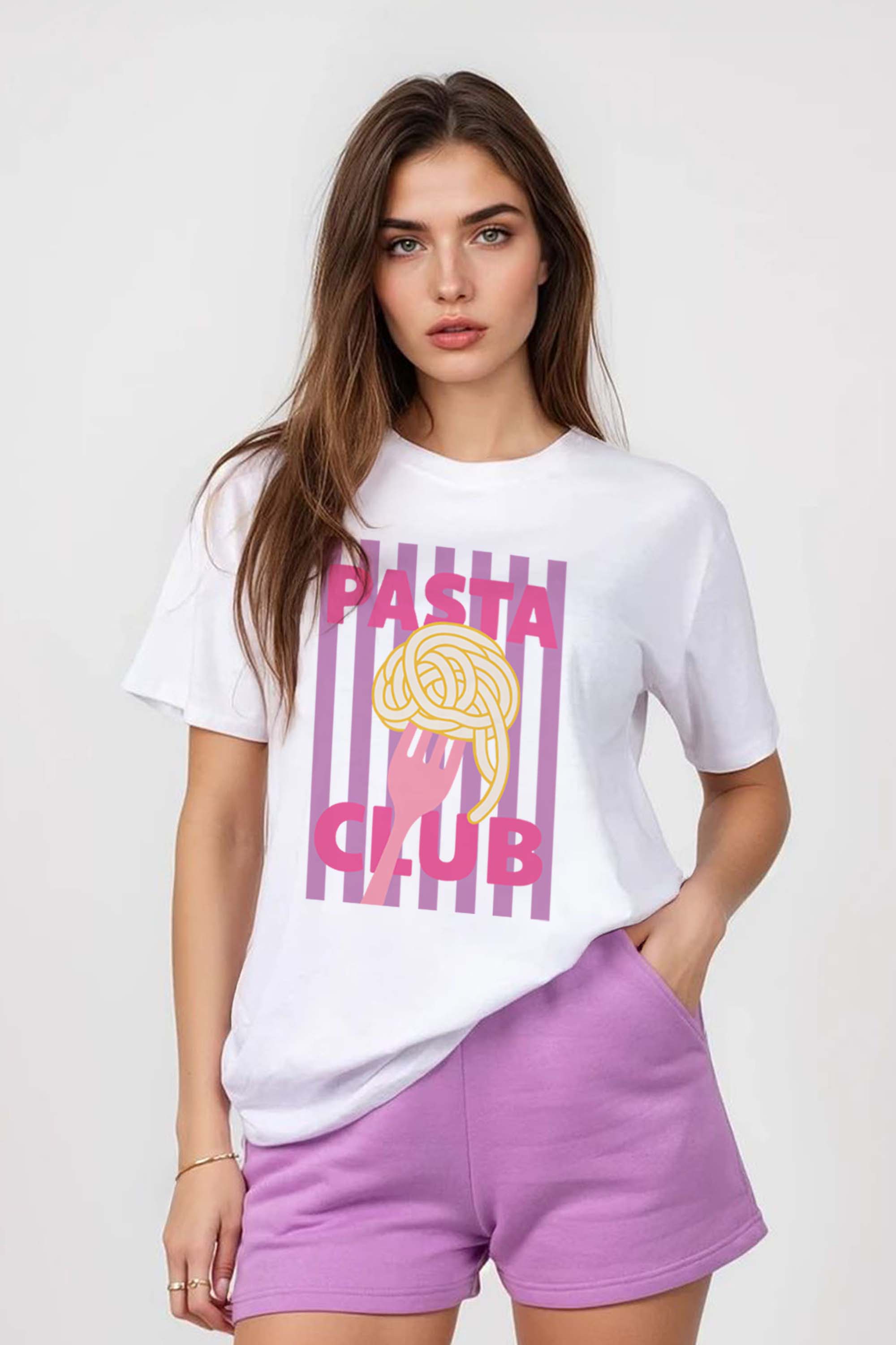 Regular Fit T-shirt LSF Short Sets In Retro Pasta Club Print (Pack of 4 Sets)