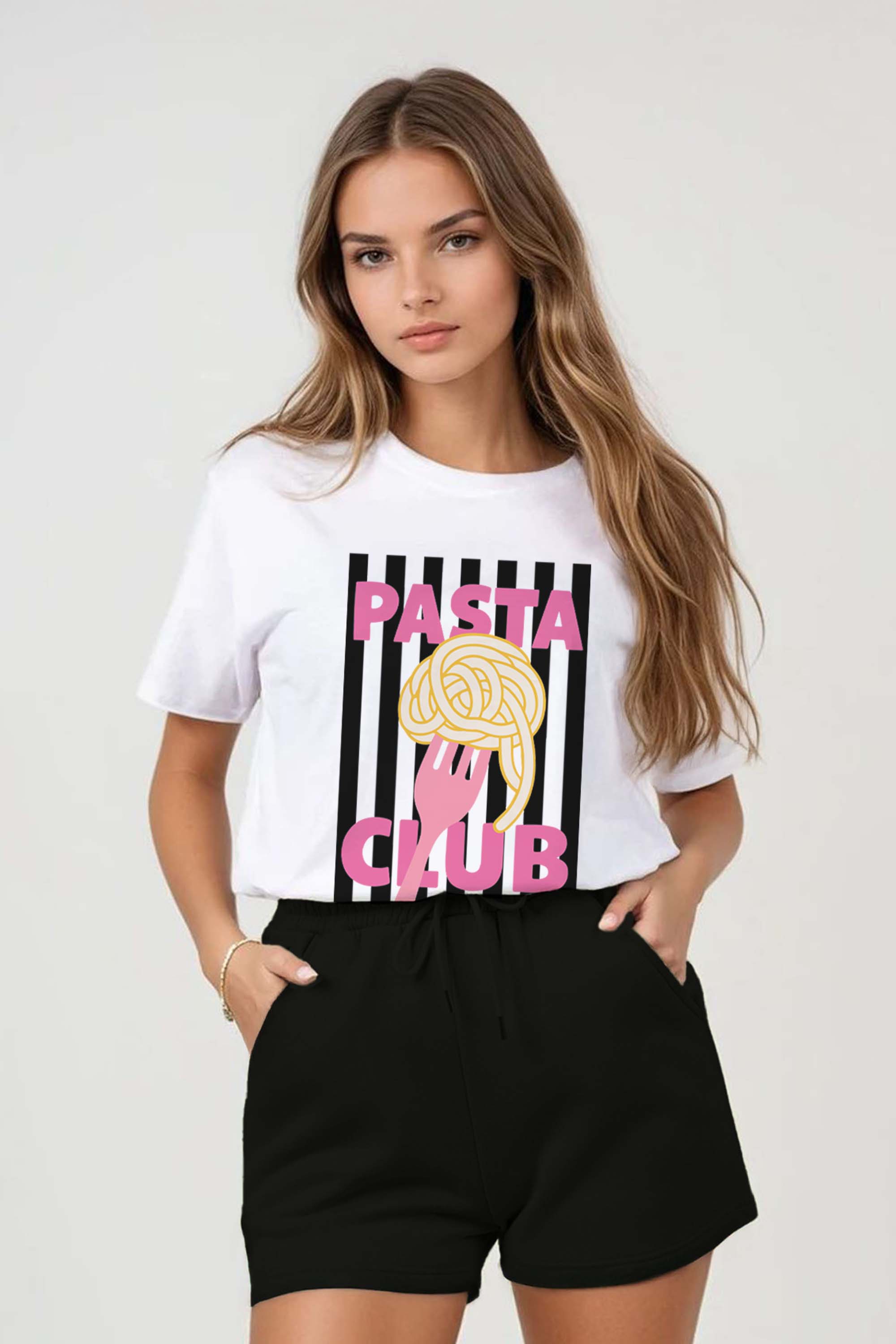 Regular Fit T-shirt LSF Short Sets In Retro Pasta Club Print (Pack of 4 Sets)