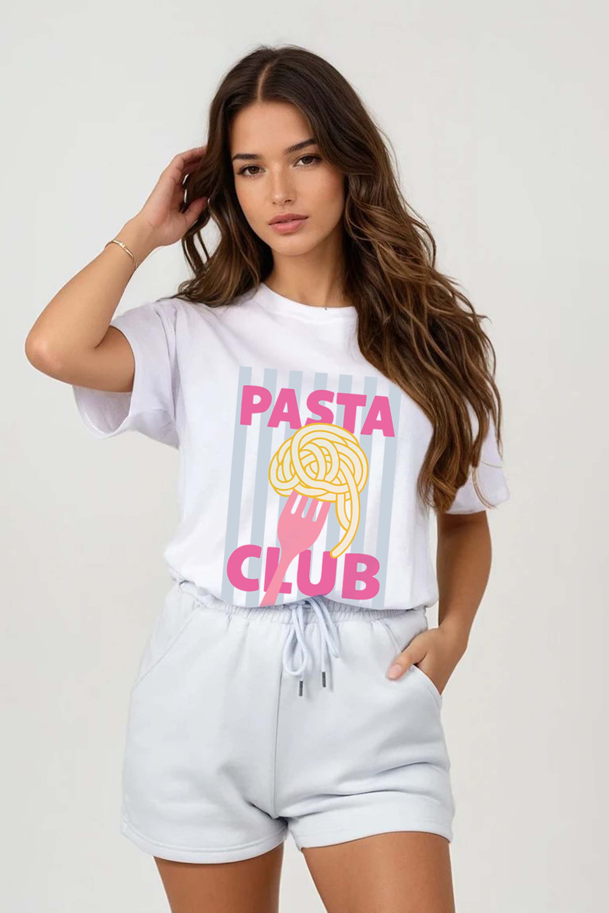 Regular Fit T-shirt LSF Short Sets In Retro Pasta Club Print (Pack of 4 Sets)