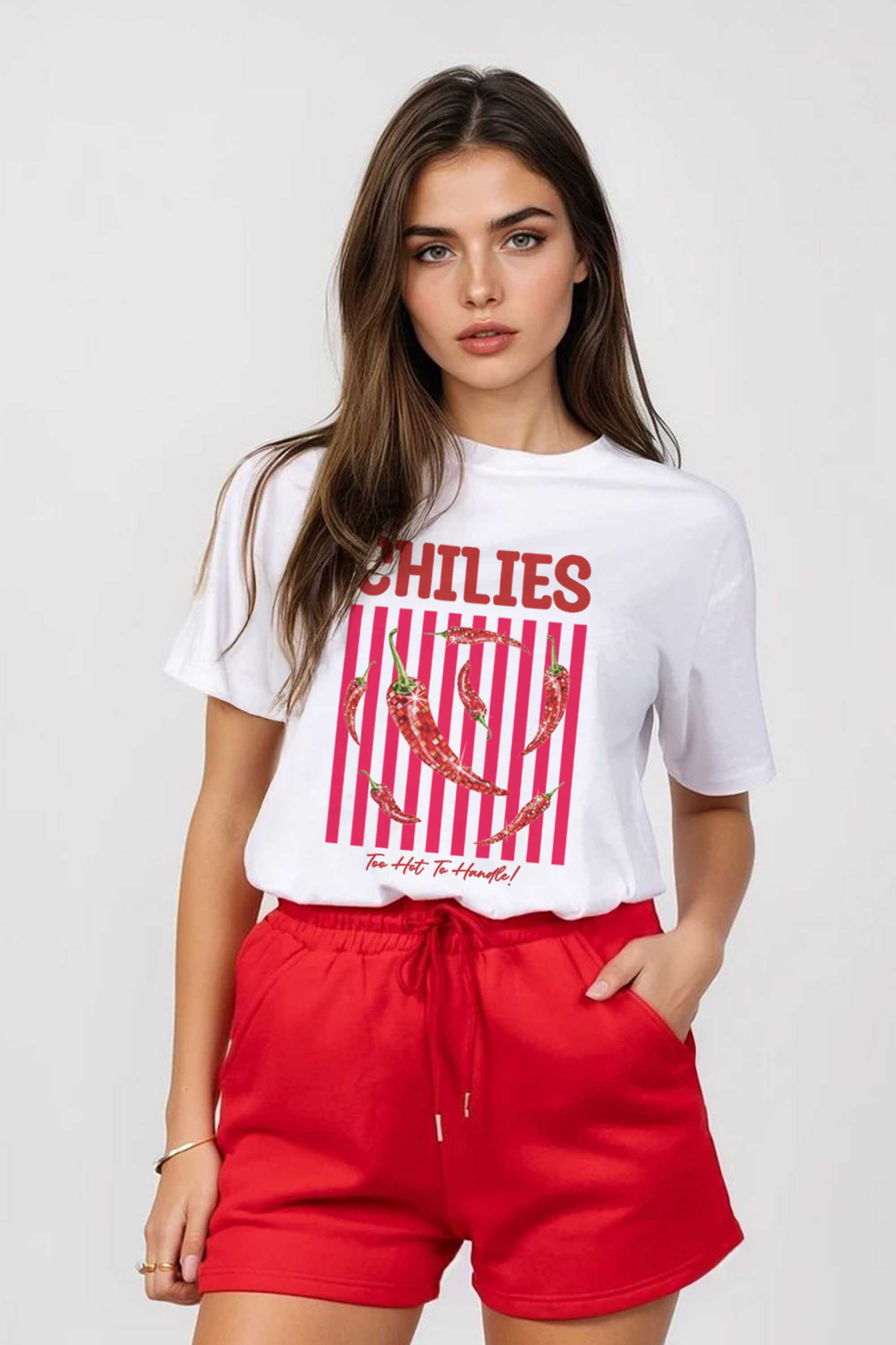 Regular Fit T-shirt LSF Short Sets In Retro Chilies Print (Pack of 4 Sets)