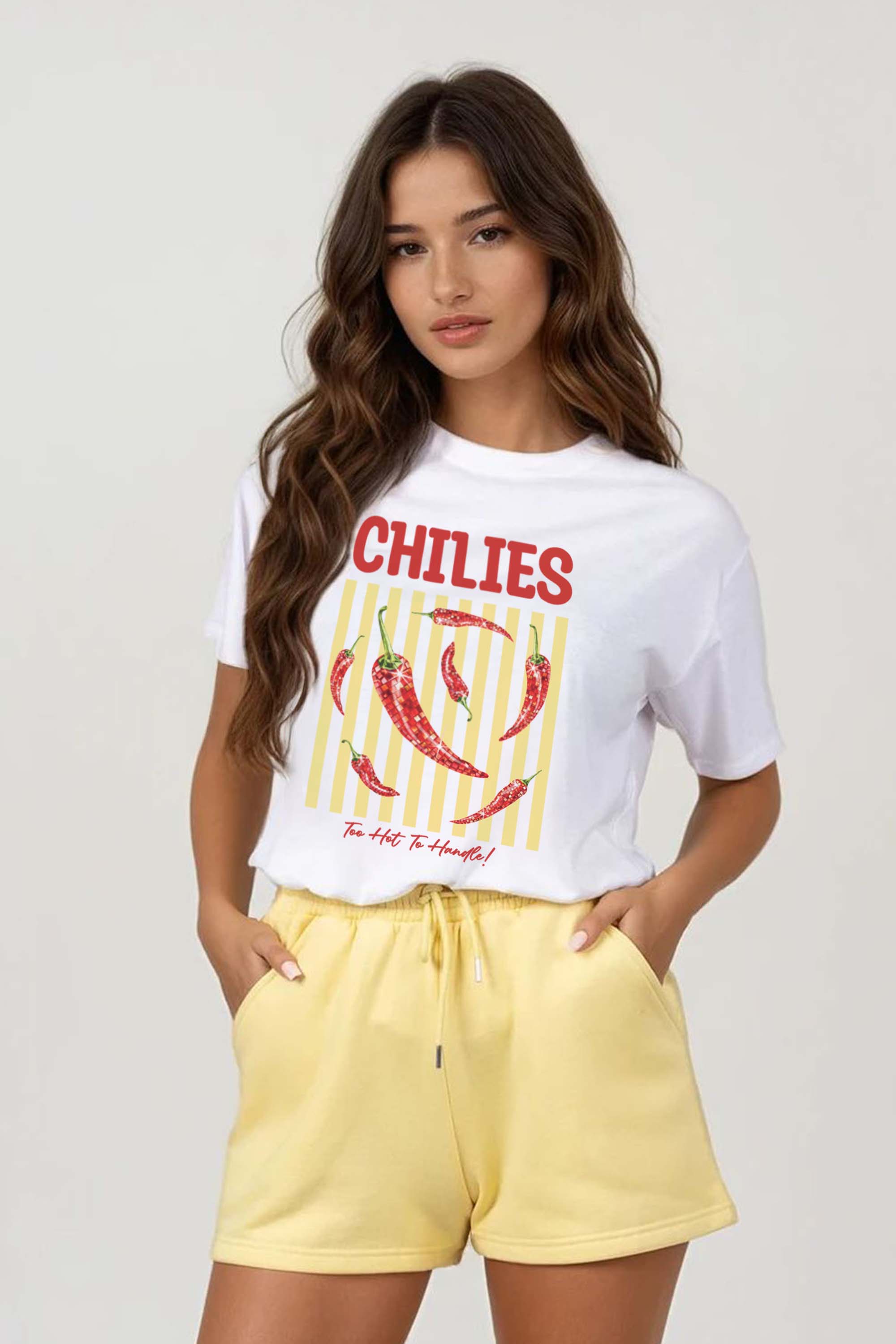 Regular Fit T-shirt LSF Short Sets In Retro Chilies Print (Pack of 4 Sets)