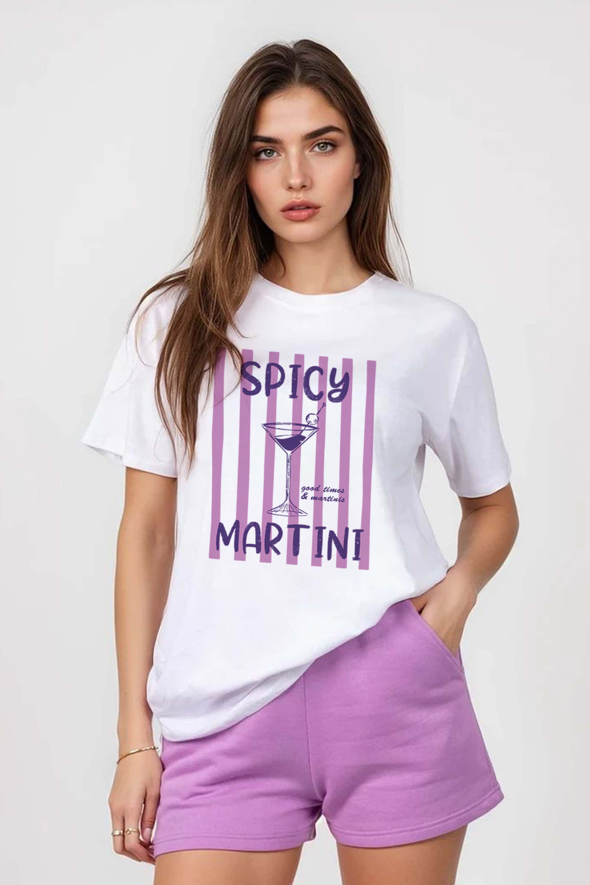 Regular Fit T-shirt LSF Short Sets In Retro Spicy Martini Print (Pack of 4 Sets)