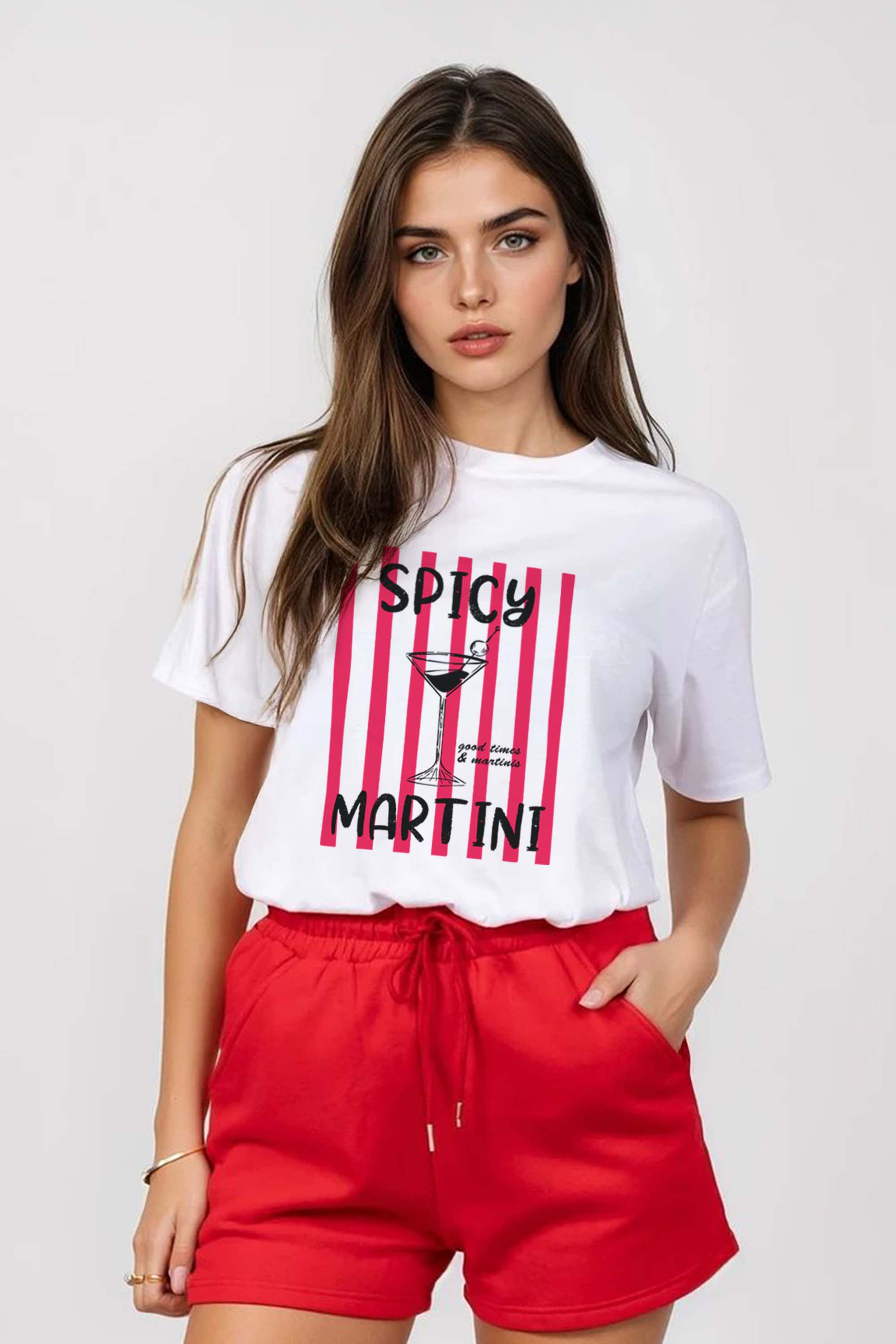Regular Fit T-shirt LSF Short Sets In Retro Spicy Martini Print (Pack of 4 Sets)
