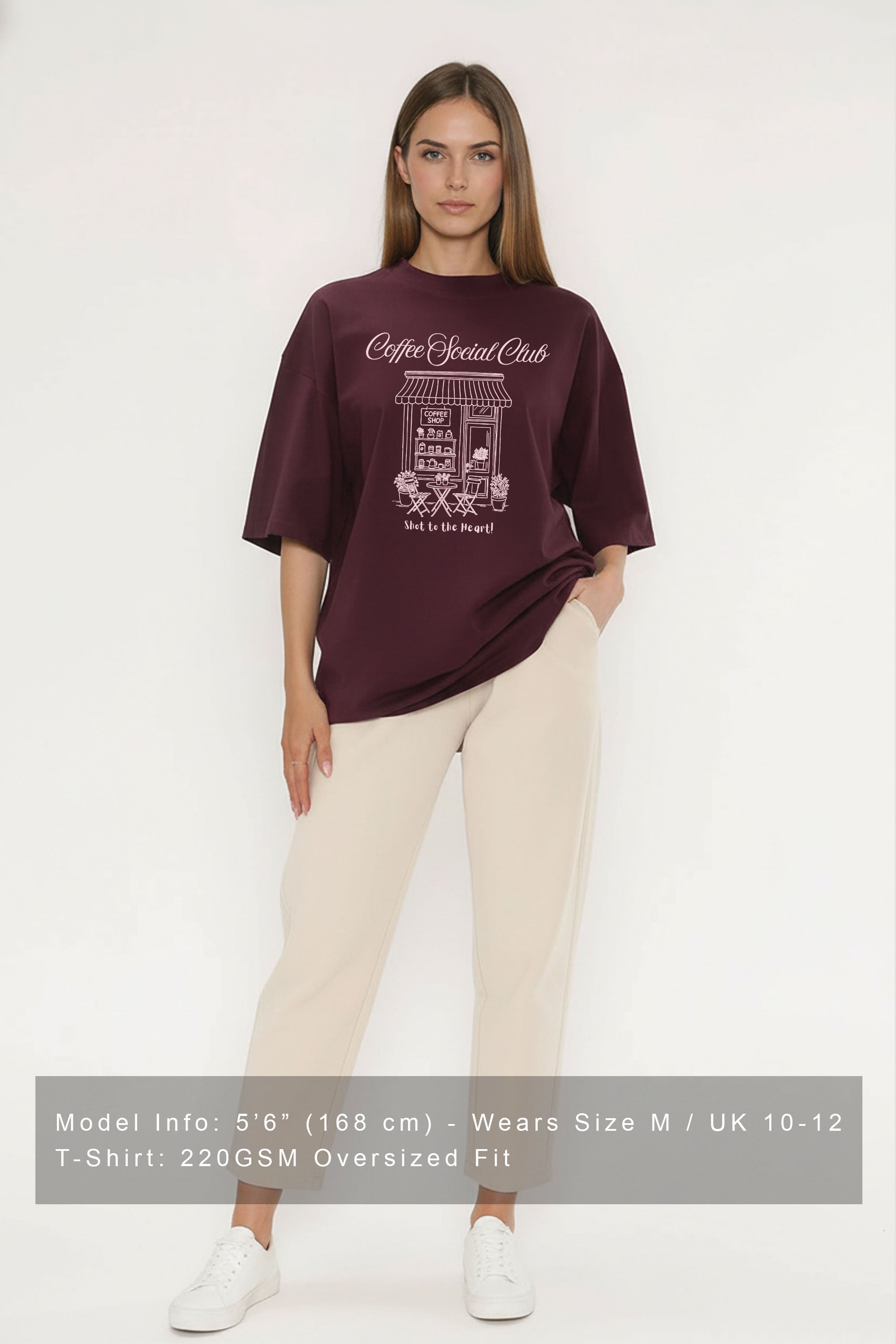 220GSM Oversized T-Shirt in Coffee Social Club Print