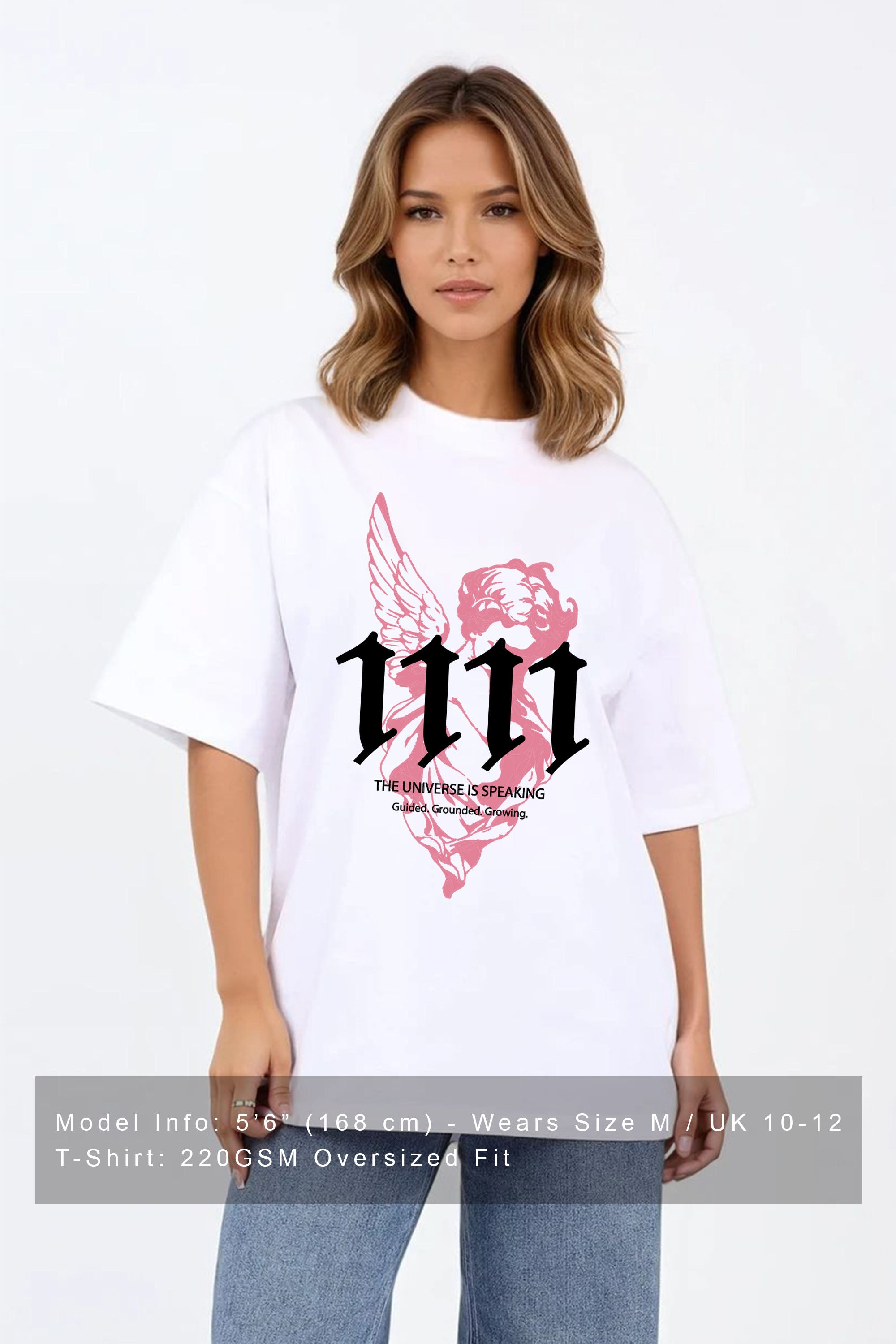 220GSM Oversized T-Shirt in Guided Angel Line Art Print