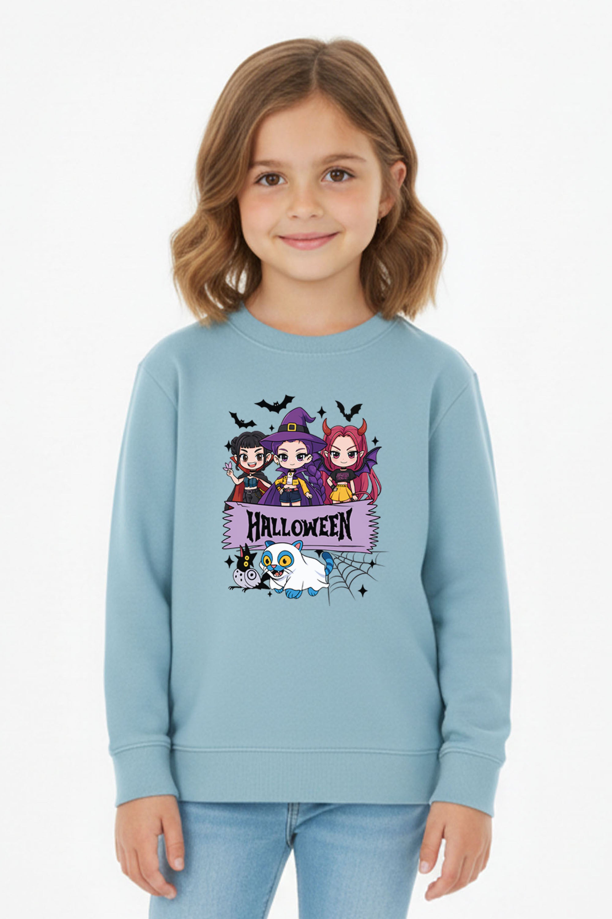 Kids Spooky K-Pop Halloween Printed Sweatshirt