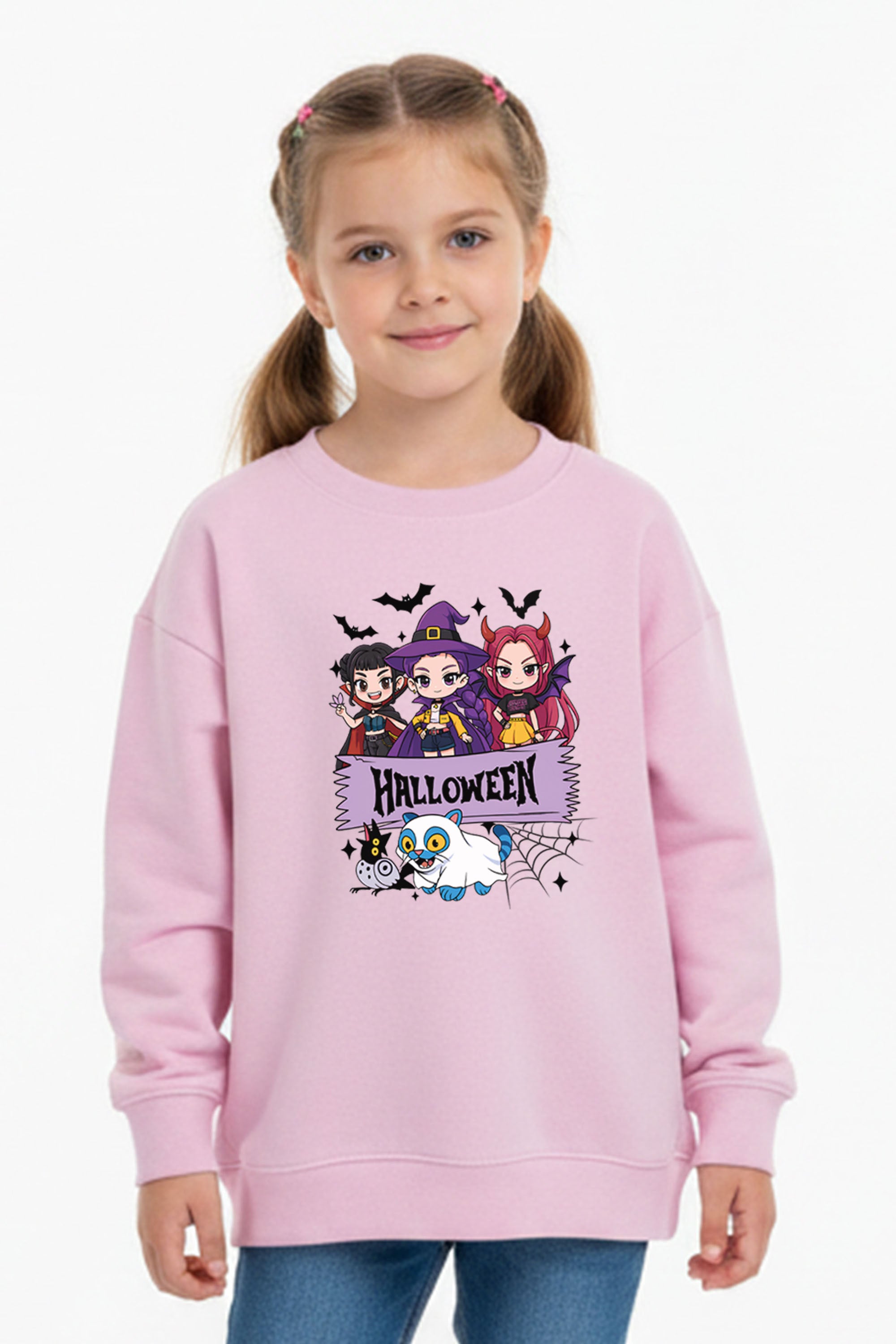 Kids Spooky K-Pop Halloween Printed Sweatshirt