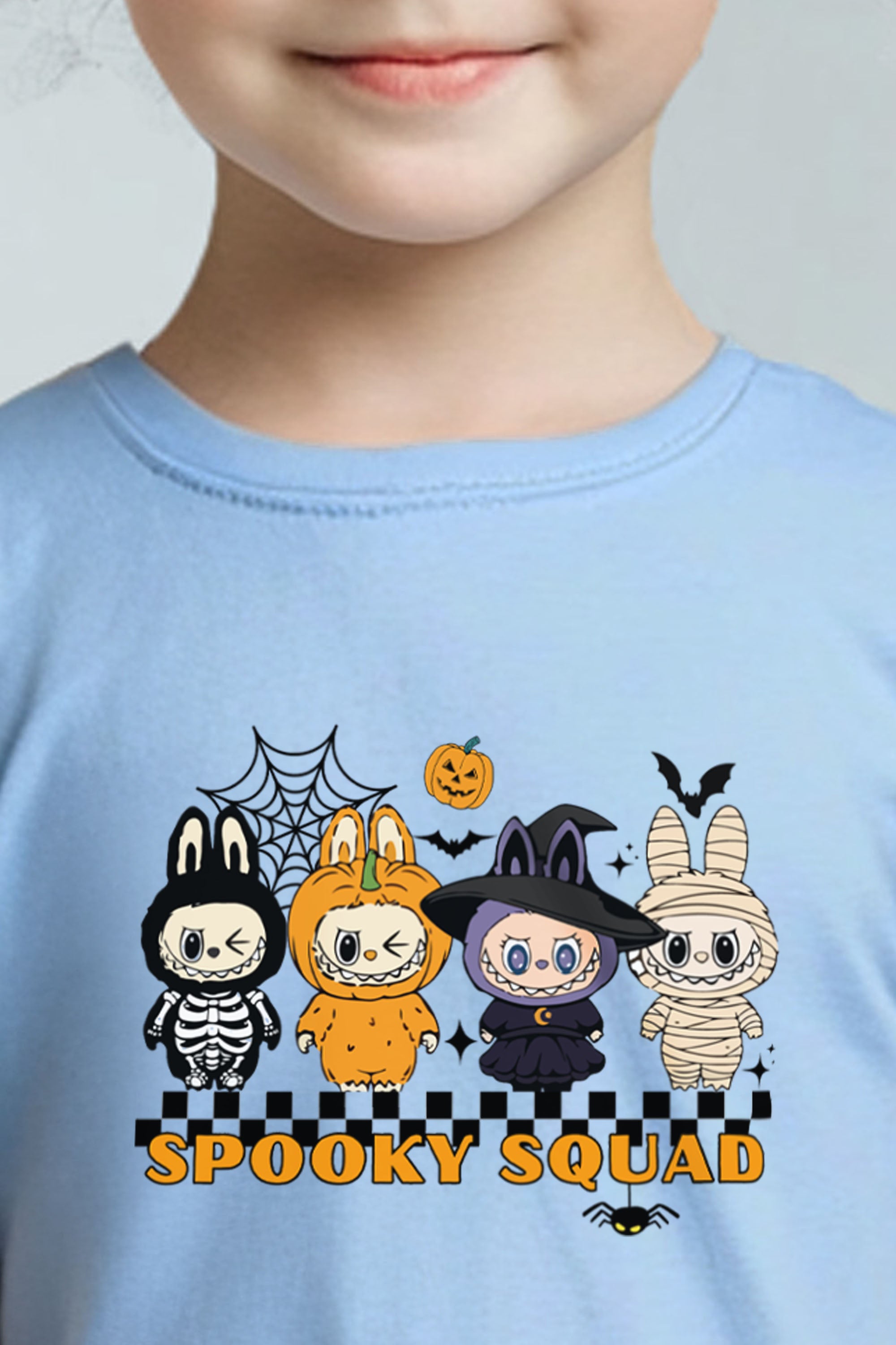 Kids Halloween Spooky Labubu Squad Printed T-Shirt