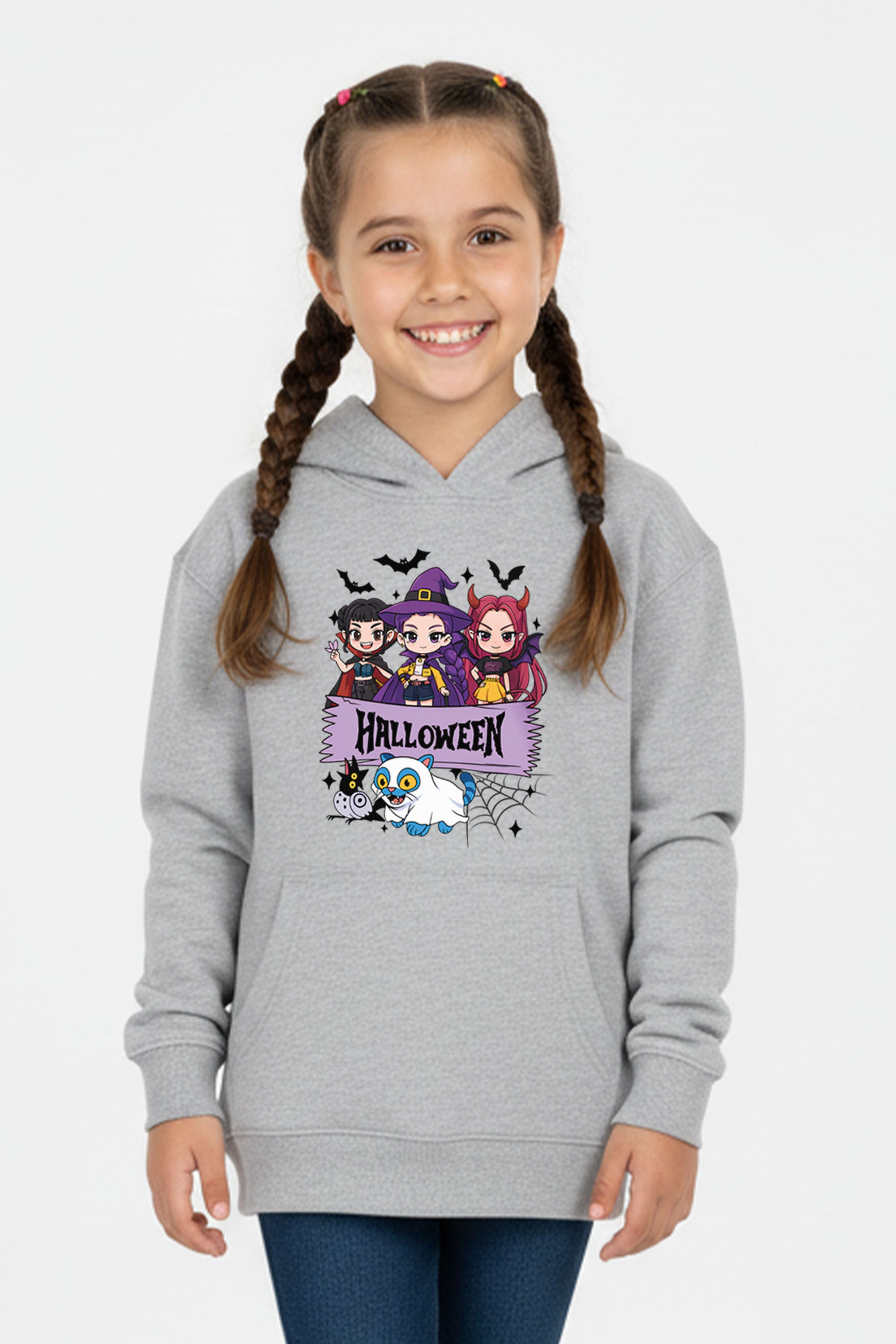Kids Spooky K-Pop Halloween Printed Hoodie