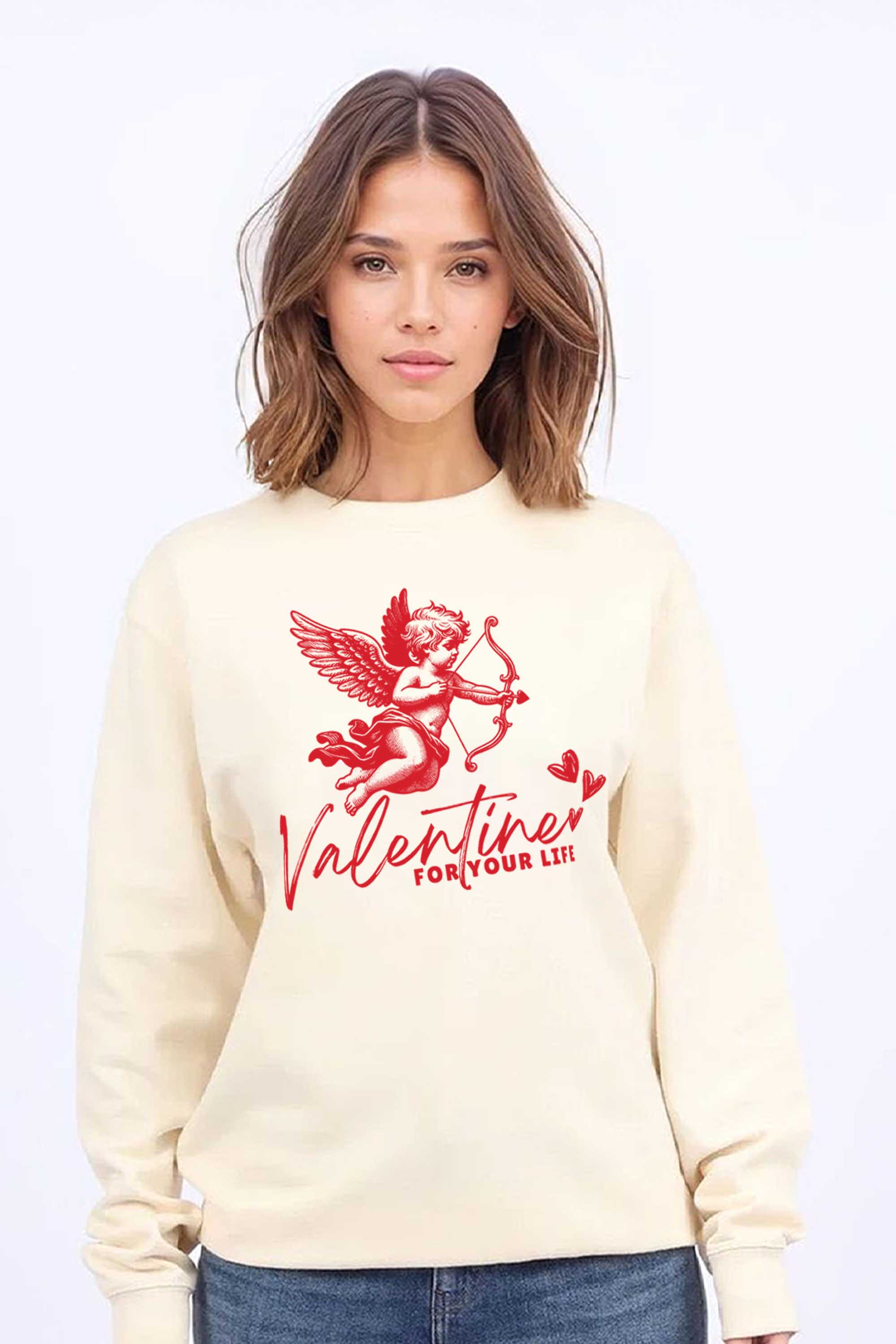 Valentine Cupid Graphic Printed Sweatshirt