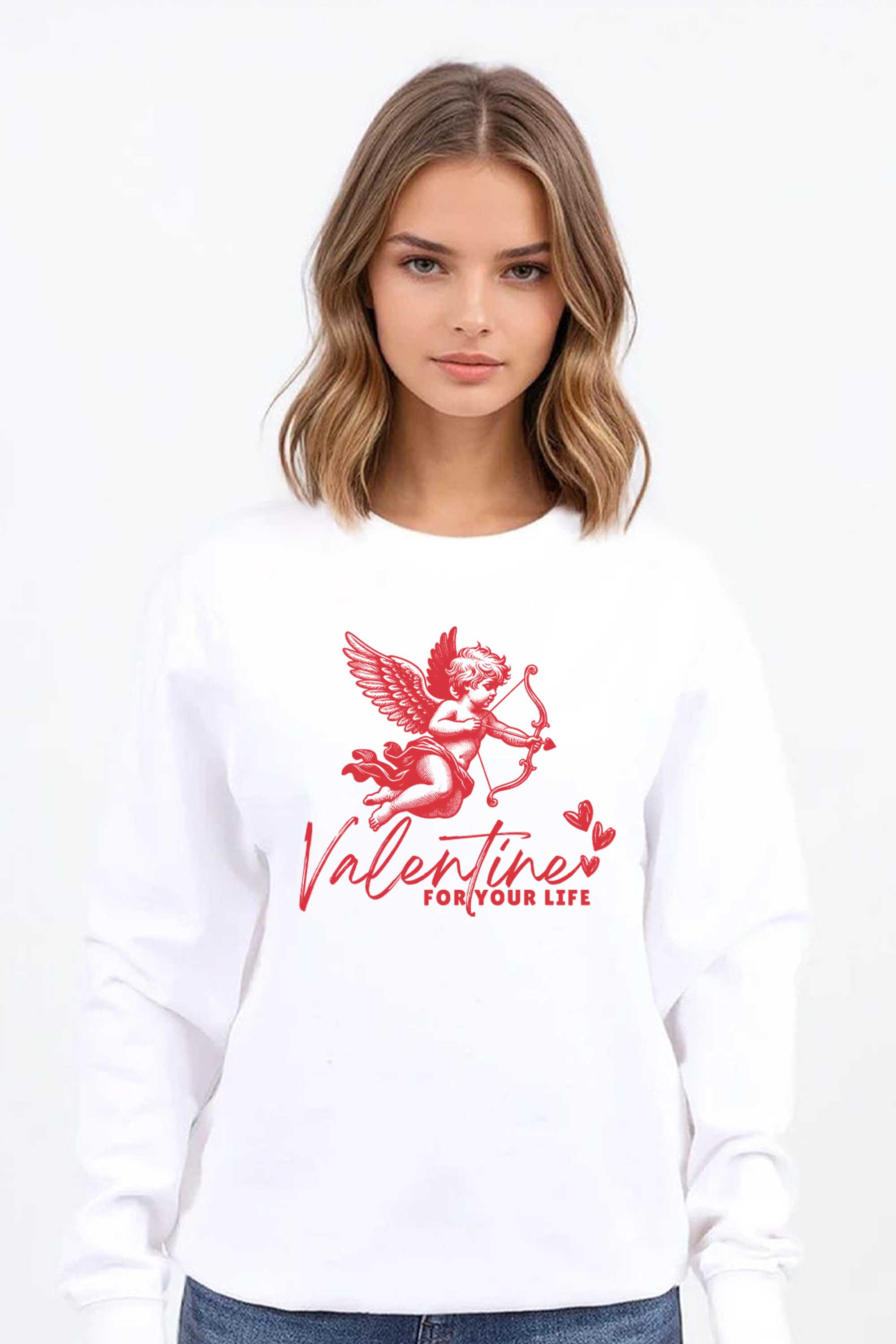 Valentine Cupid Graphic Printed Sweatshirt