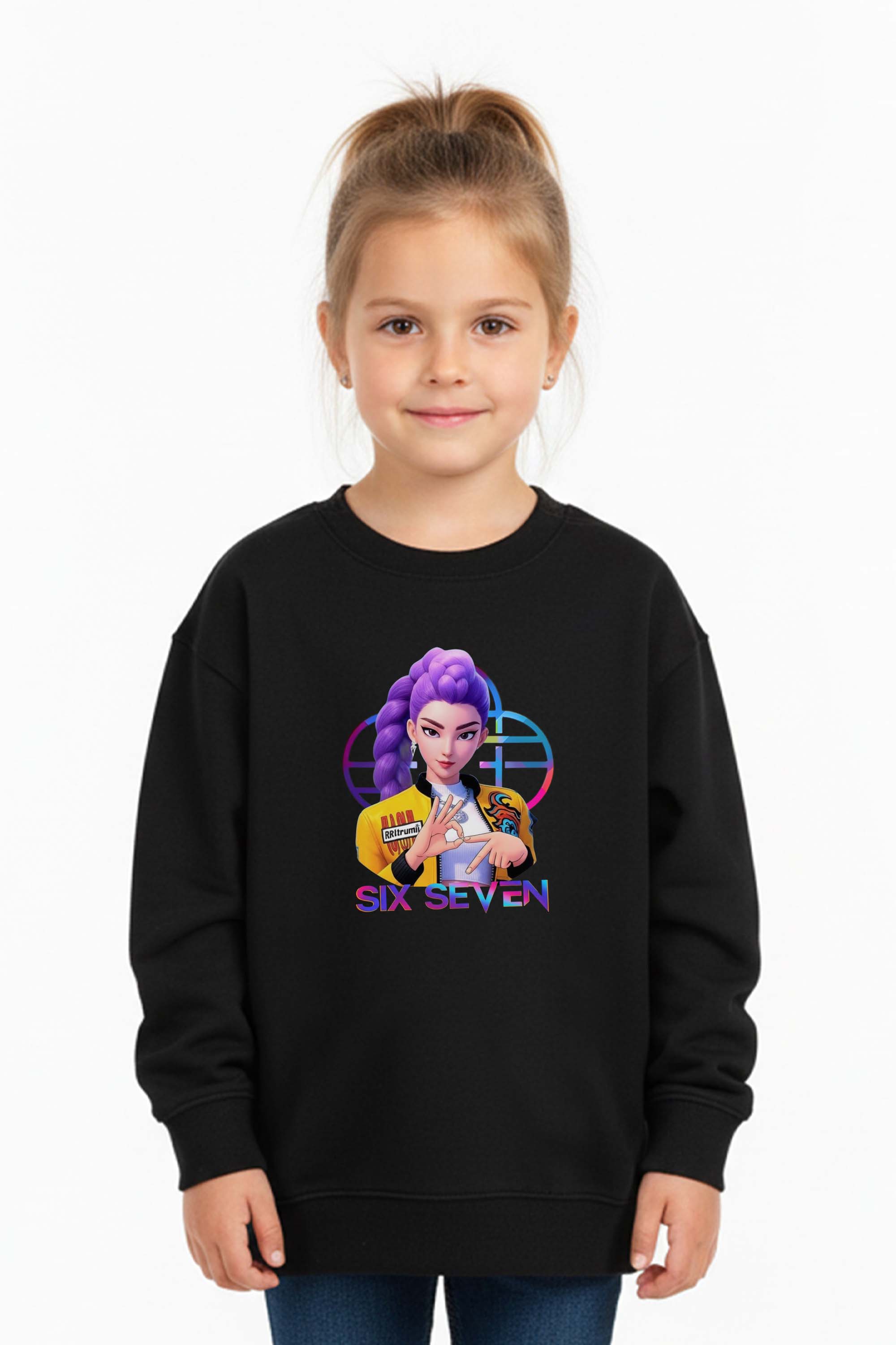 Kids K-Pop Rumi Six Seven Graphic Printed Sweatshirt