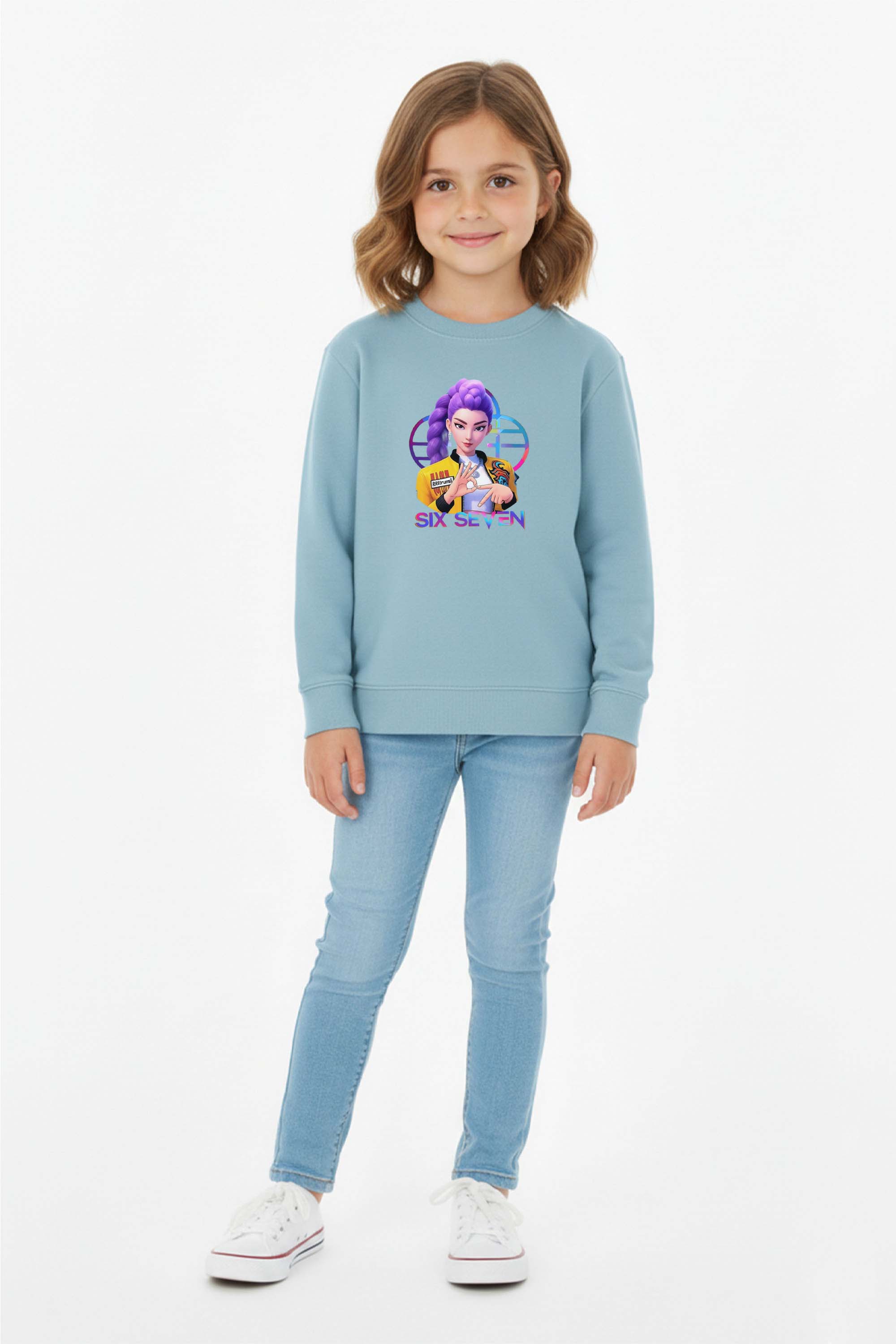 Kids K-Pop Rumi Six Seven Graphic Printed Sweatshirt