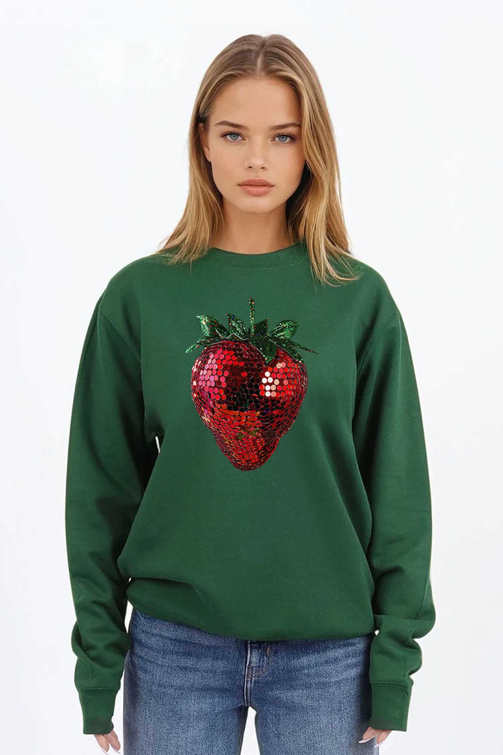 Disco Strawberry Printed Sweatshirt
