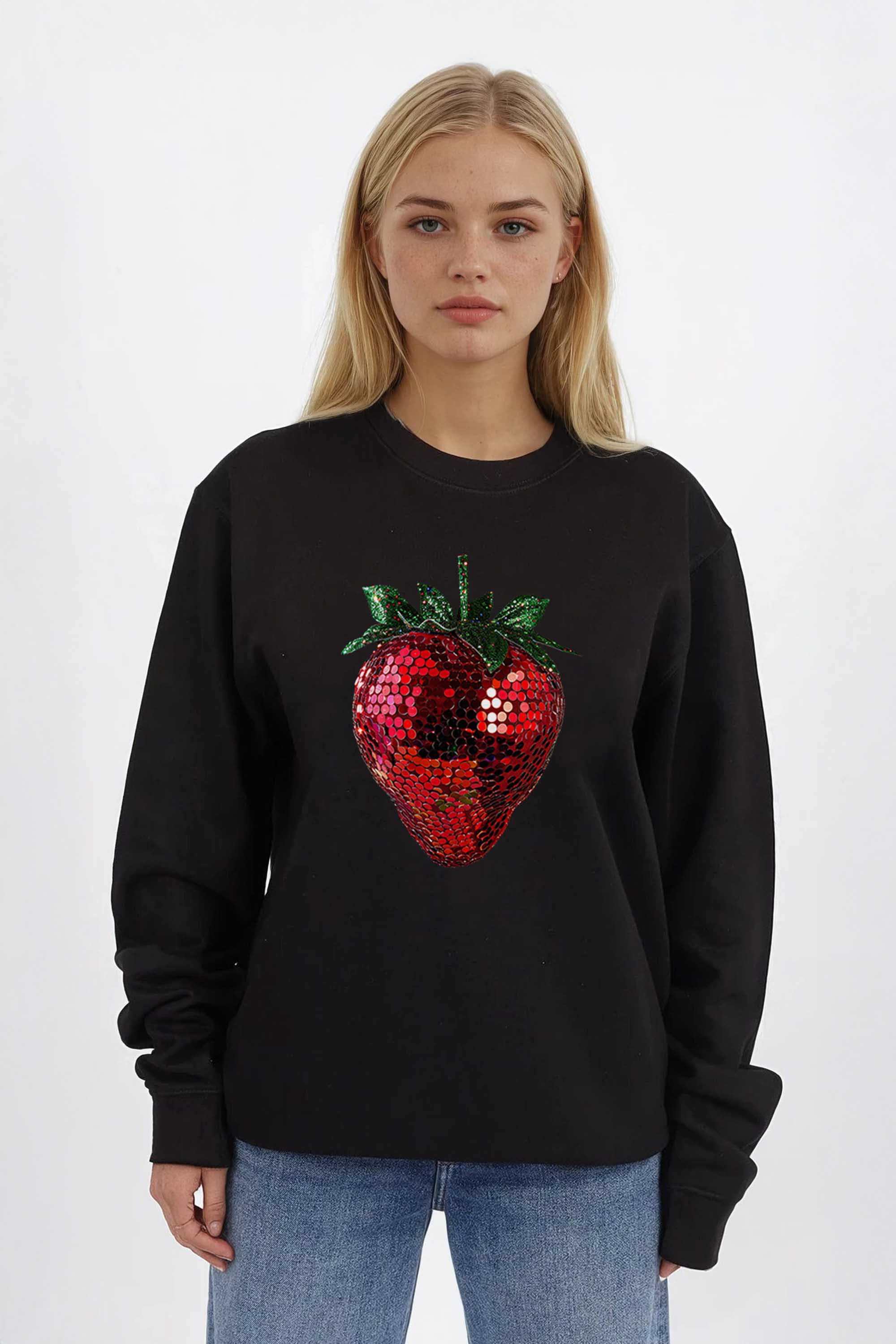 Disco Strawberry Printed Sweatshirt