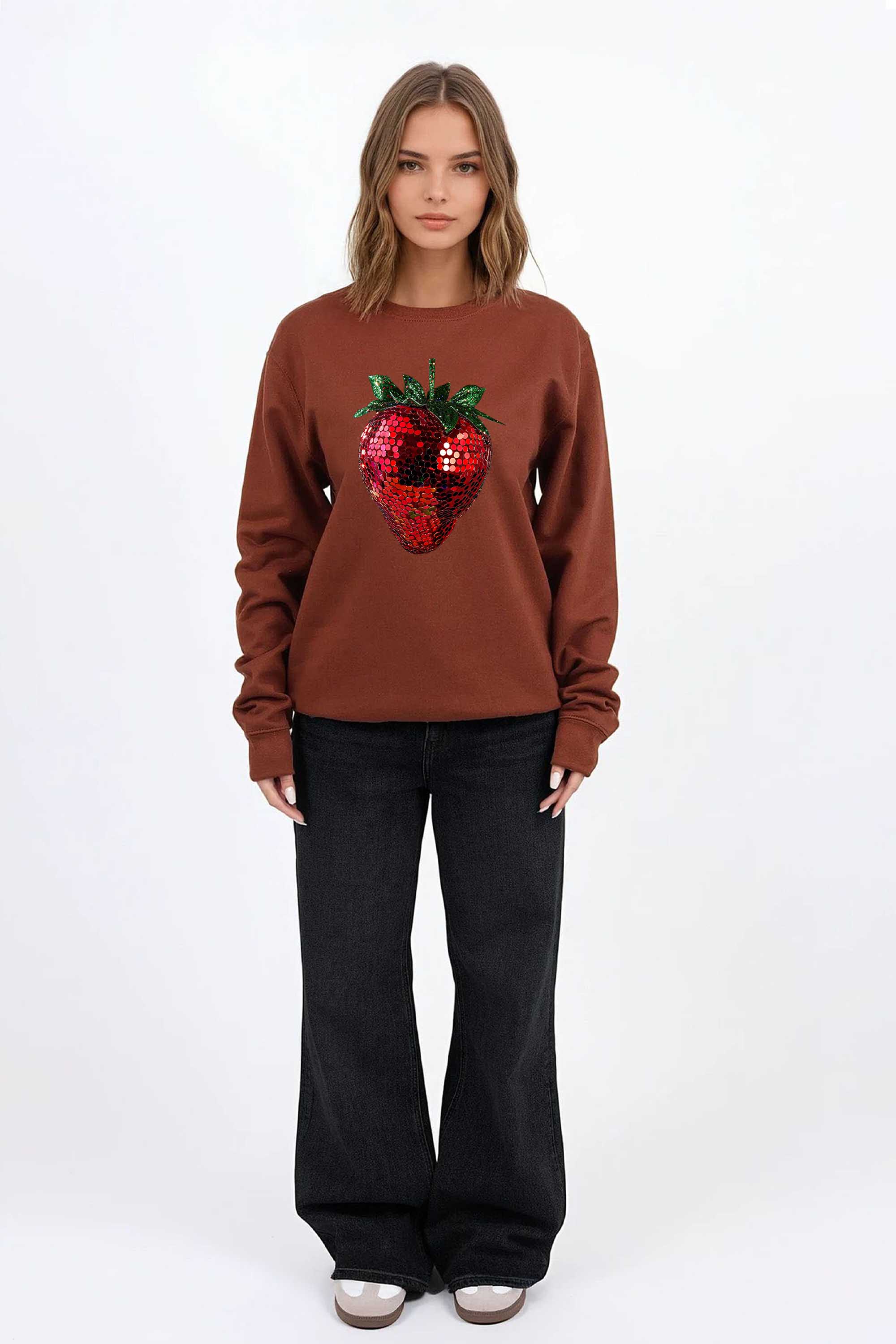 Disco Strawberry Printed Sweatshirt