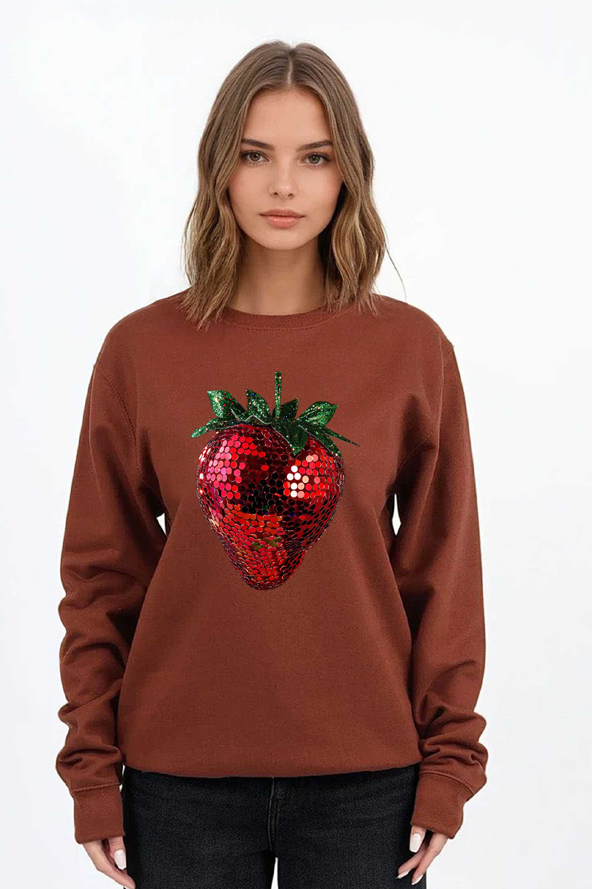 Disco Strawberry Printed Sweatshirt