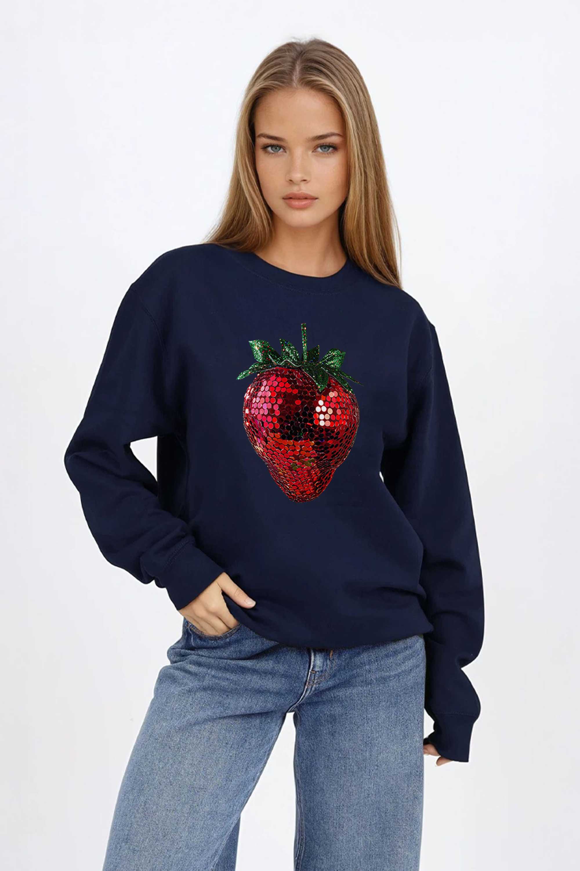 Disco Strawberry Printed Sweatshirt