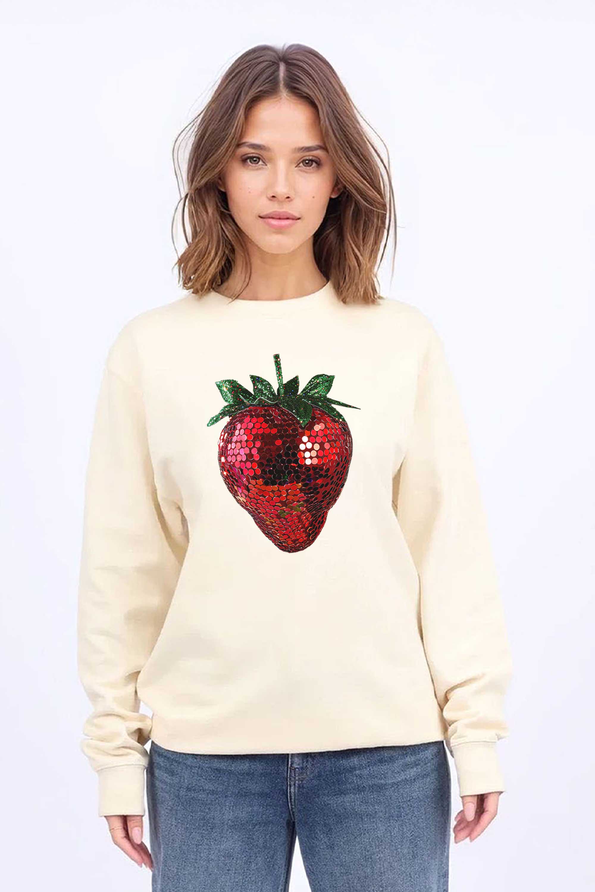 Disco Strawberry Printed Sweatshirt