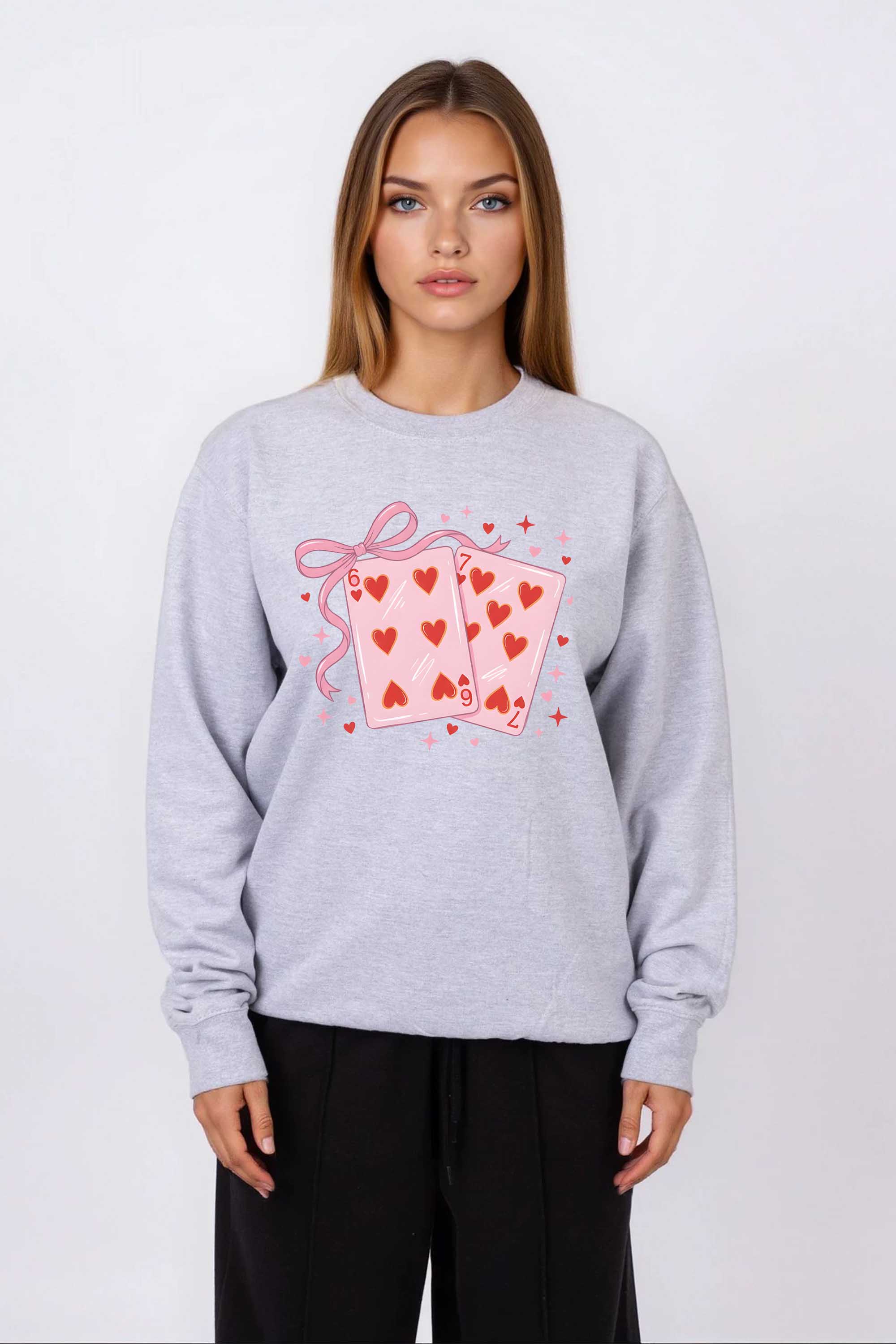 Valentine 67 Playing Cards Printed Sweatshirt