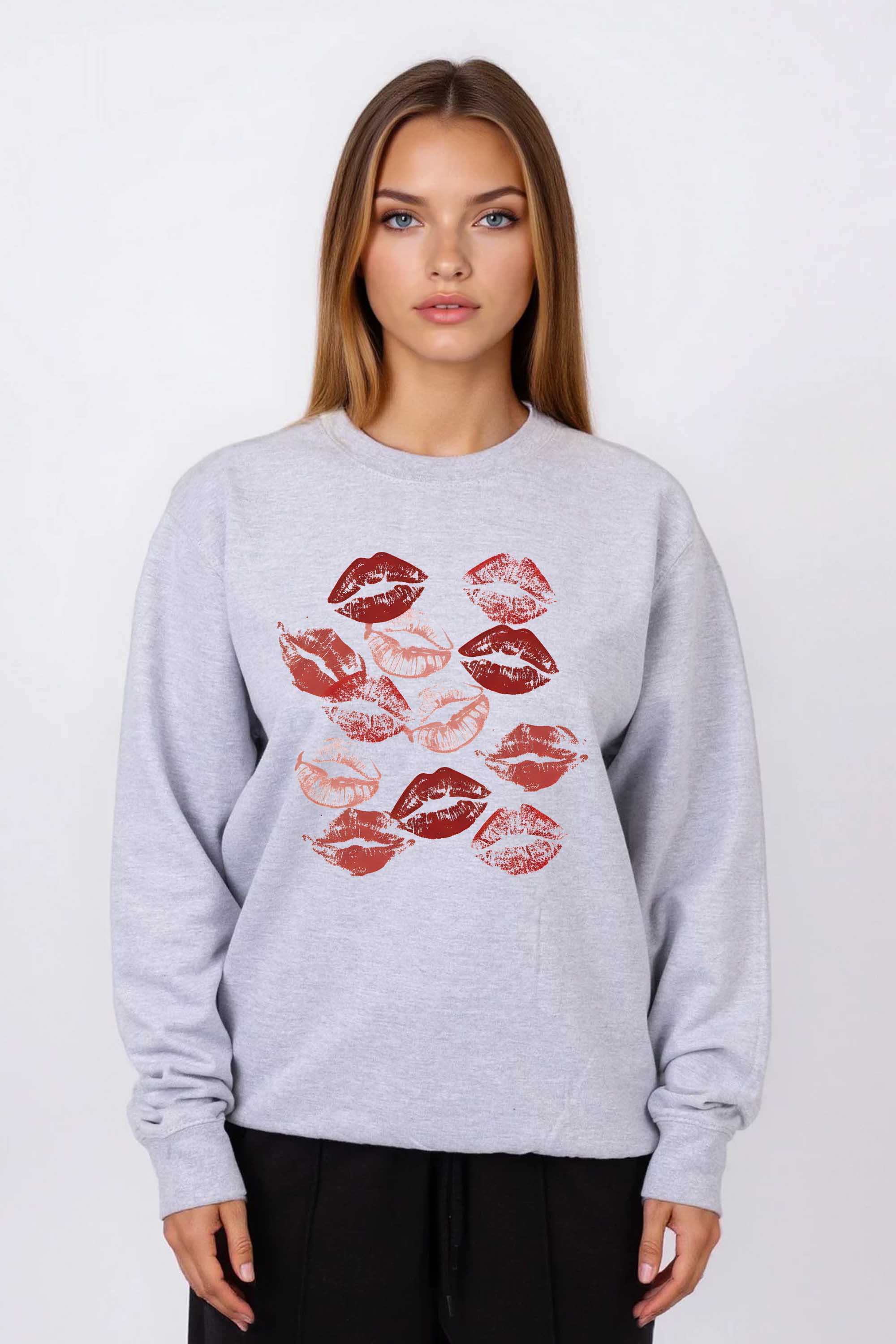 Valentine Trendy Lips Graphic Printed Sweatshirt