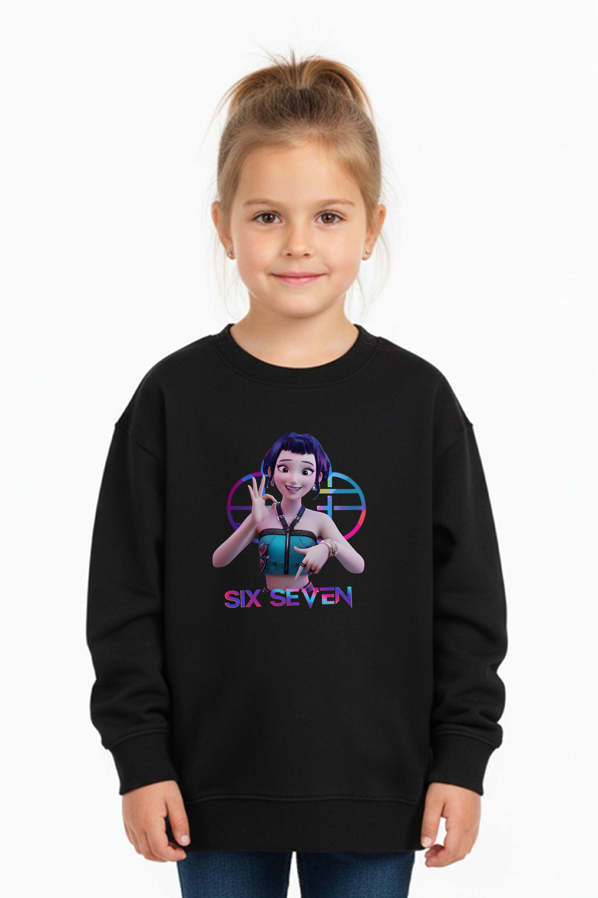 Kids K-Pop Zoey Six Seven Graphic Printed Sweatshirt