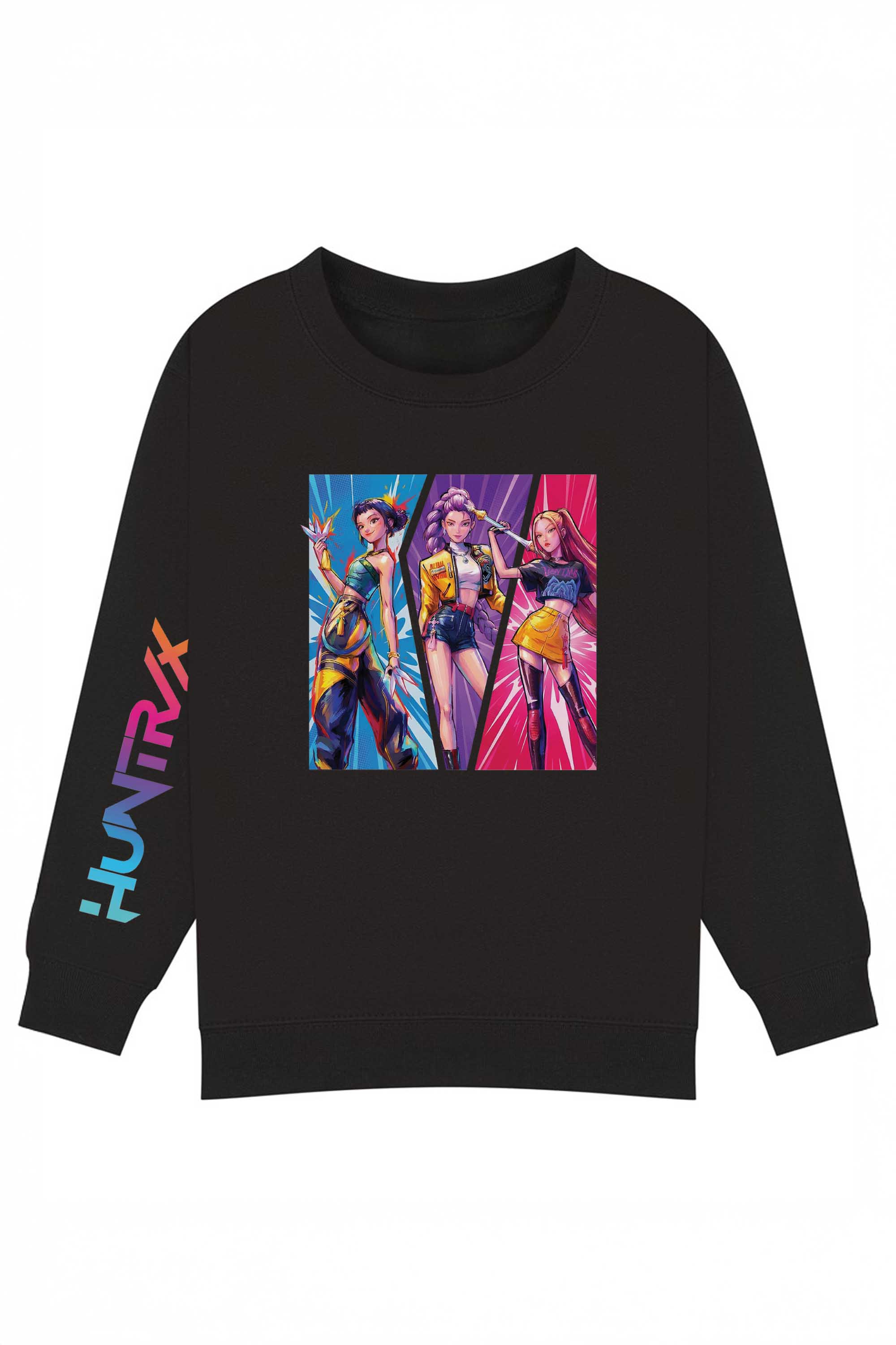 Kids K-Pop Inspired Girl Trio Printed Sweatshirt