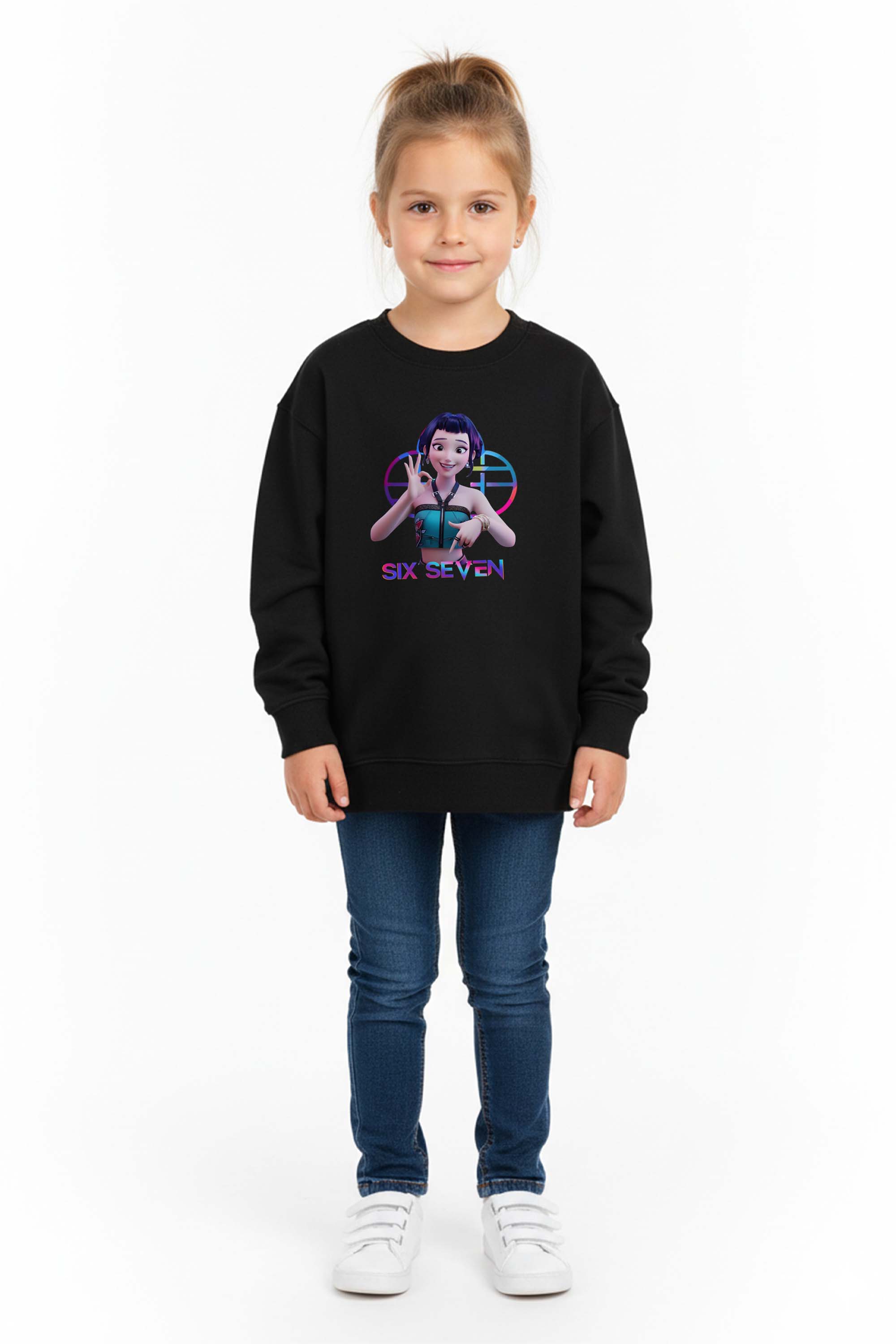 Kids K-Pop Zoey Six Seven Graphic Printed Sweatshirt