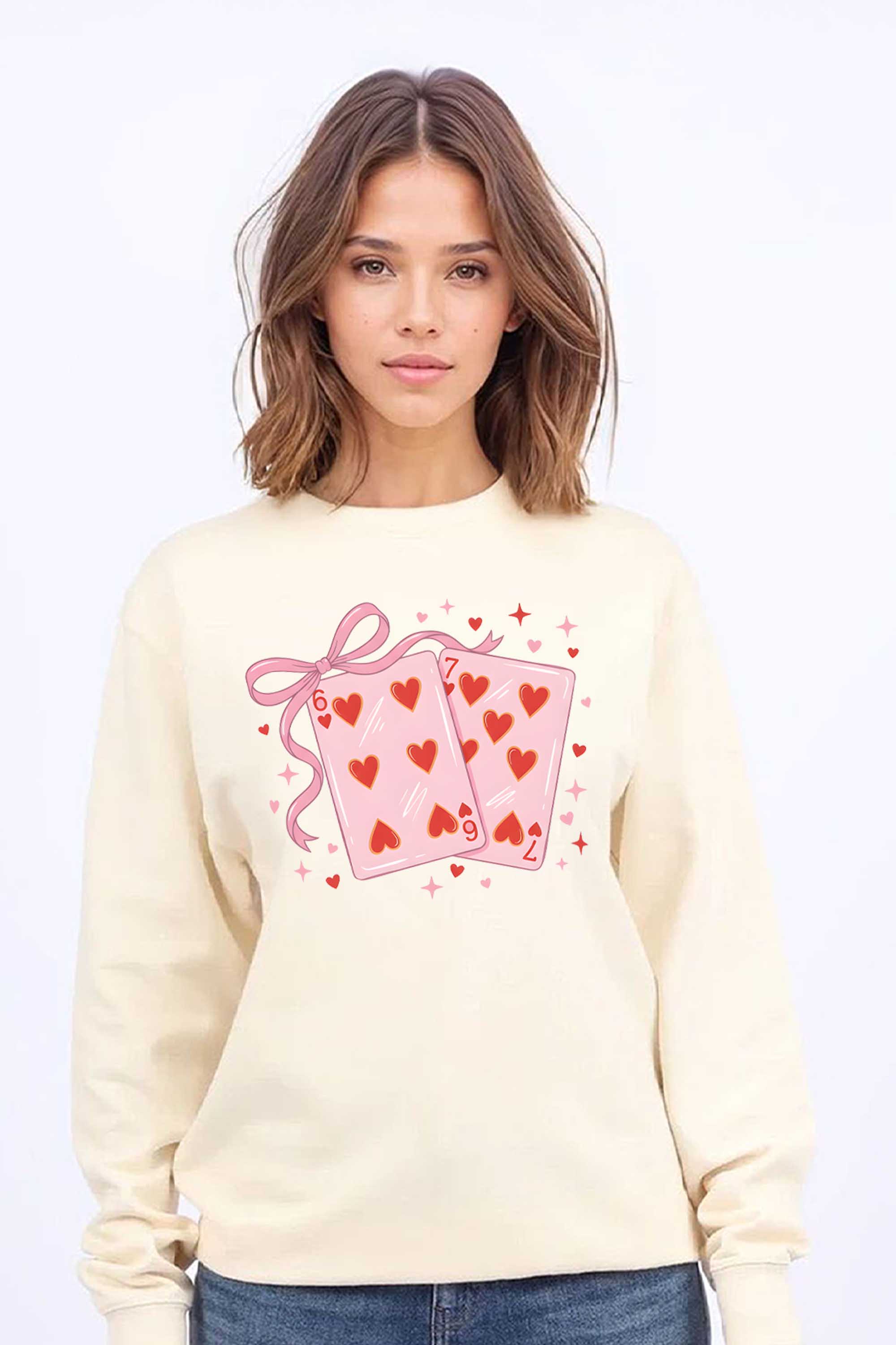 Valentine 67 Playing Cards Printed Sweatshirt