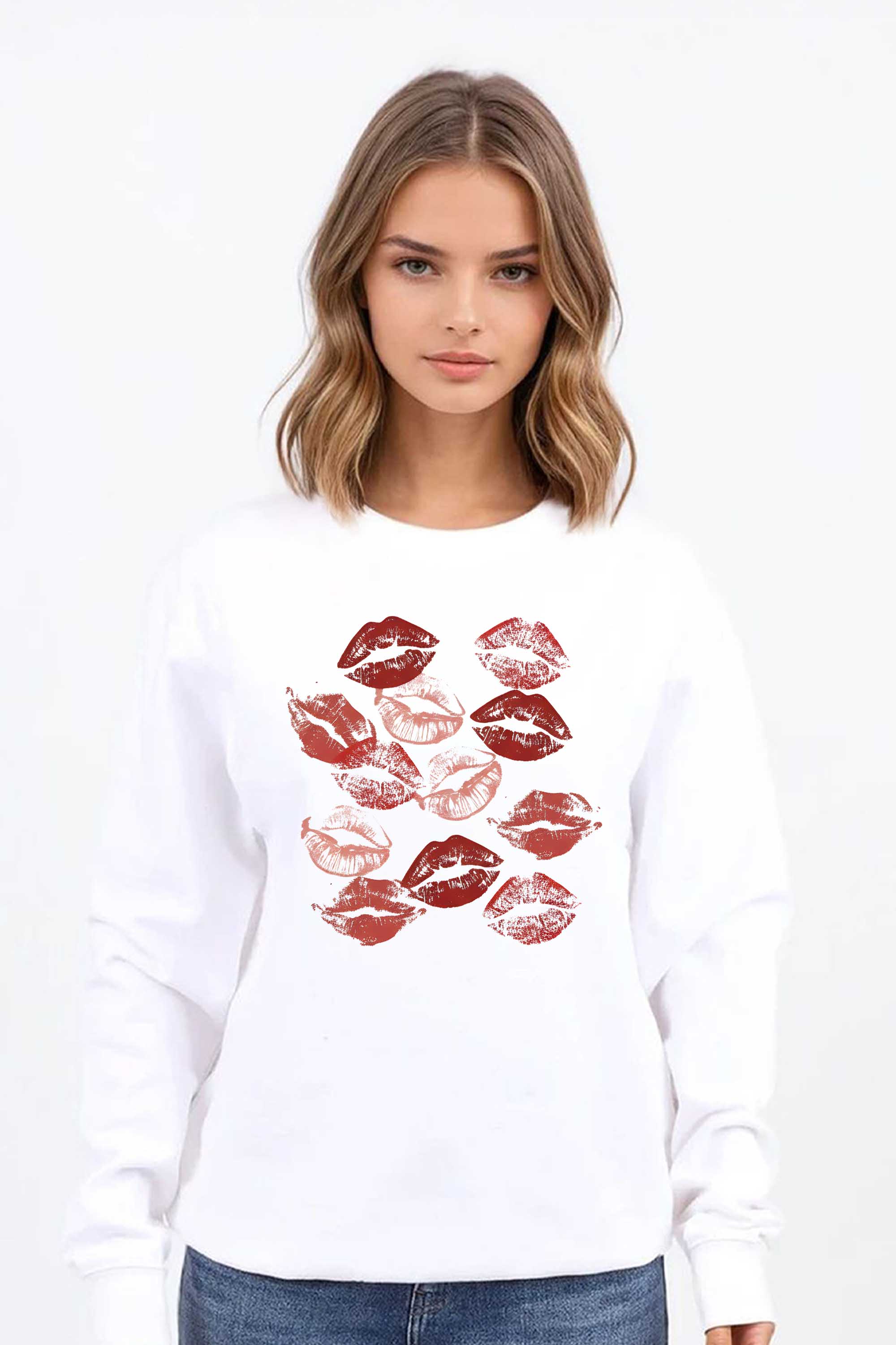 Valentine Trendy Lips Graphic Printed Sweatshirt