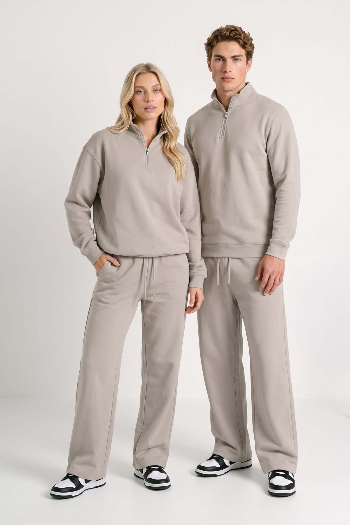 Unisex Core 280GSM Regular Fit 1/4 Zip Sweat with wide leg jogger