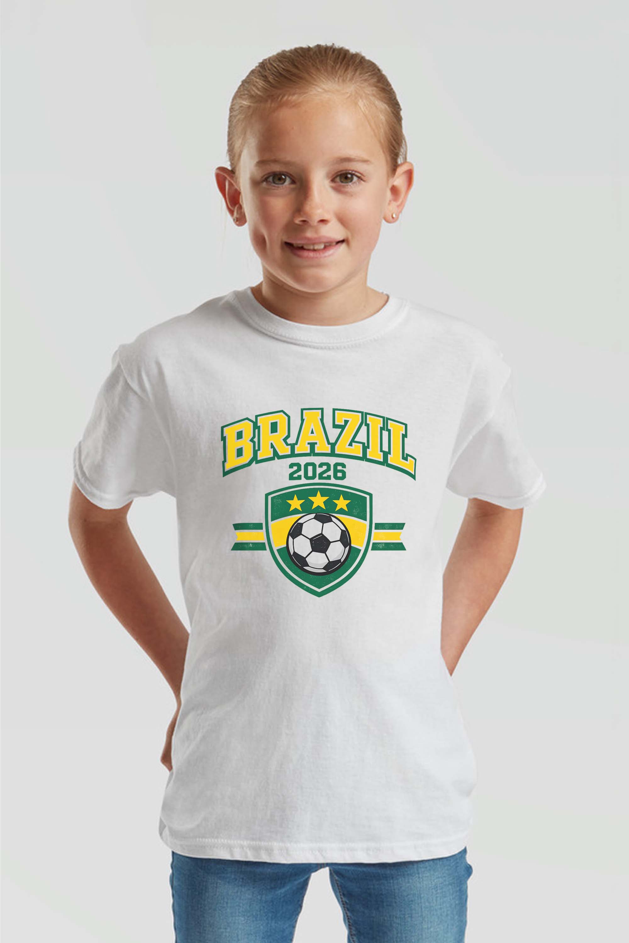 Kids Brazil Football Printed T-Shirt