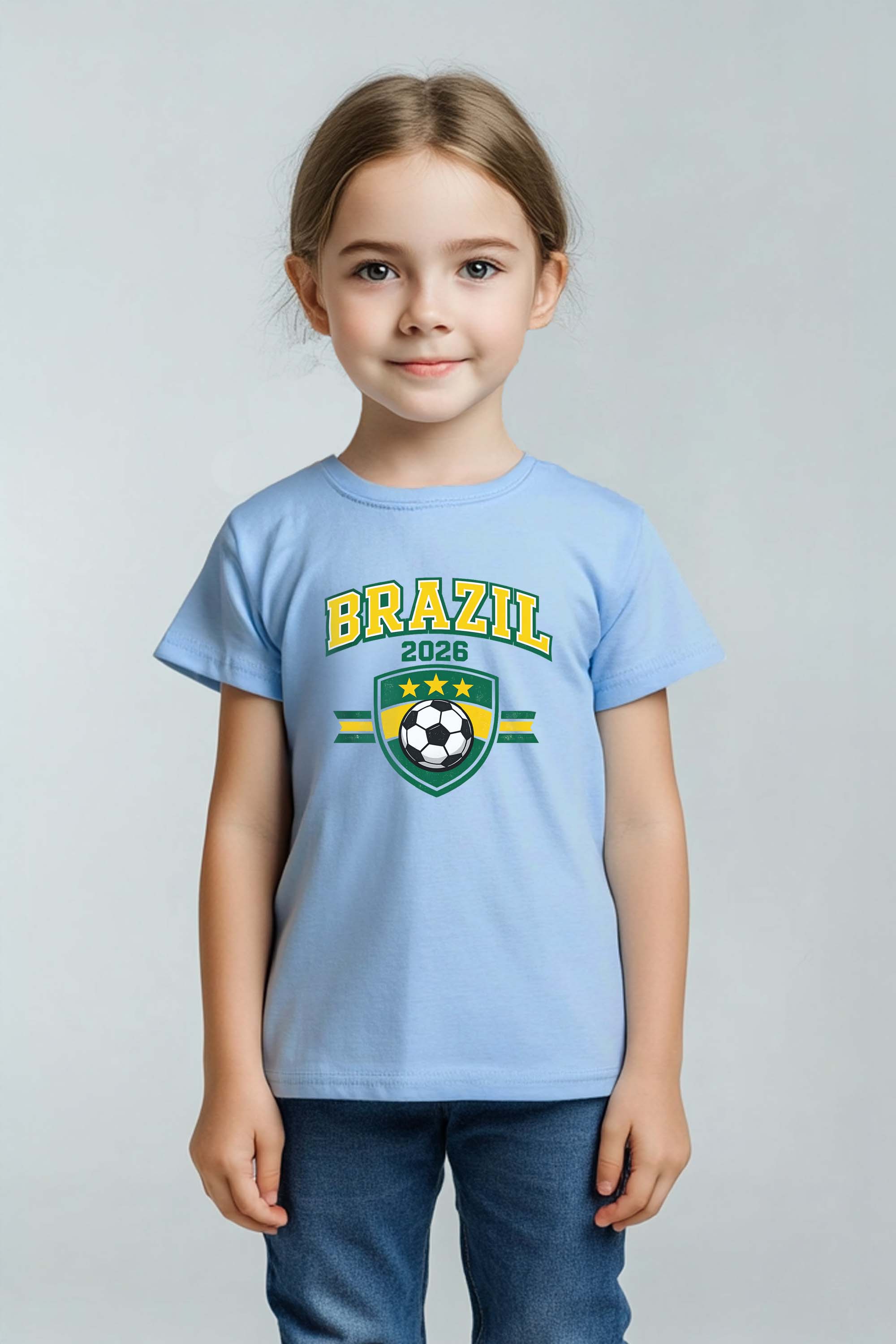 Kids Brazil Football Printed T-Shirt