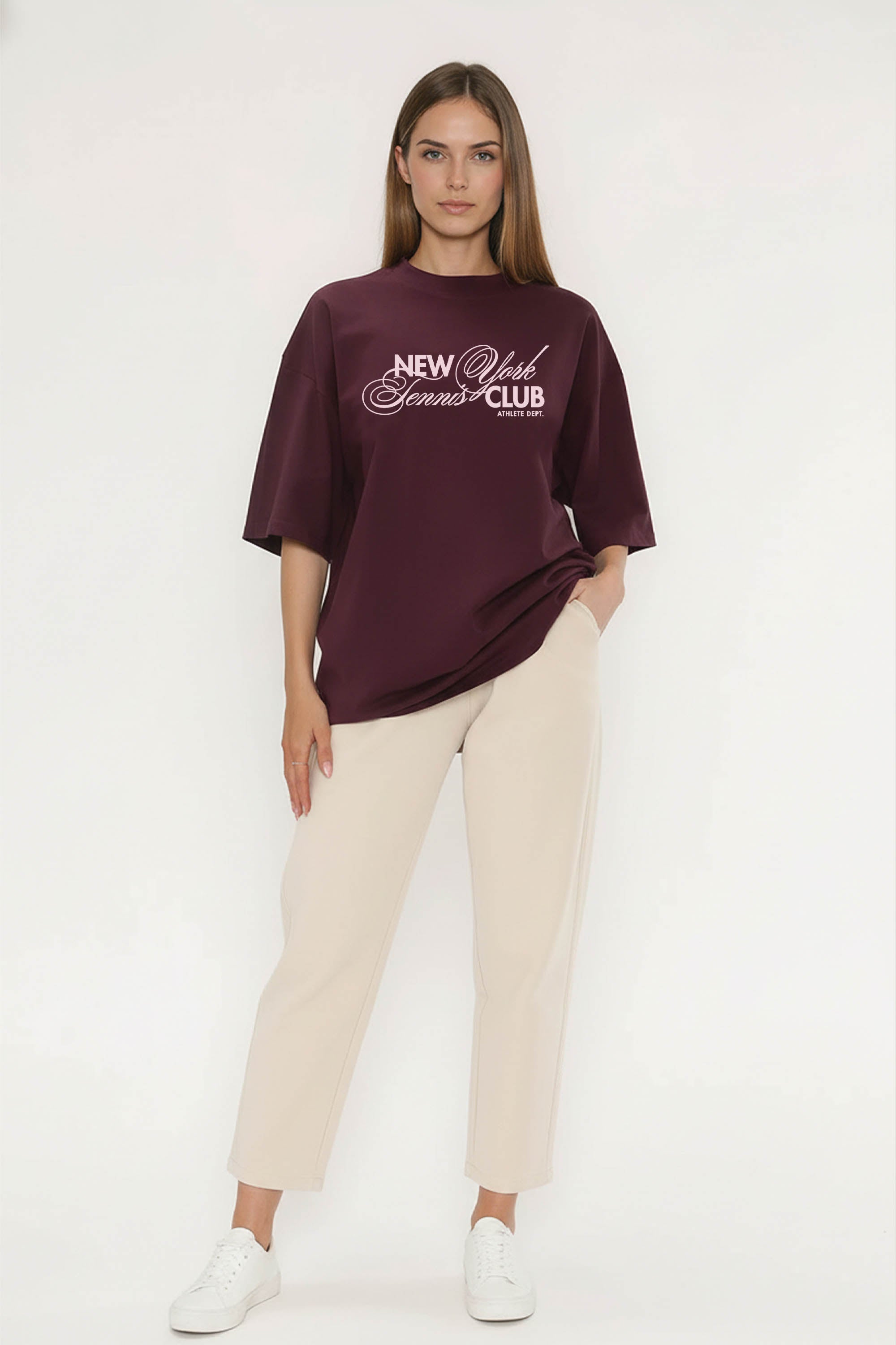 220GSM Oversized T-Shirt In Newyork Tennis Club Print