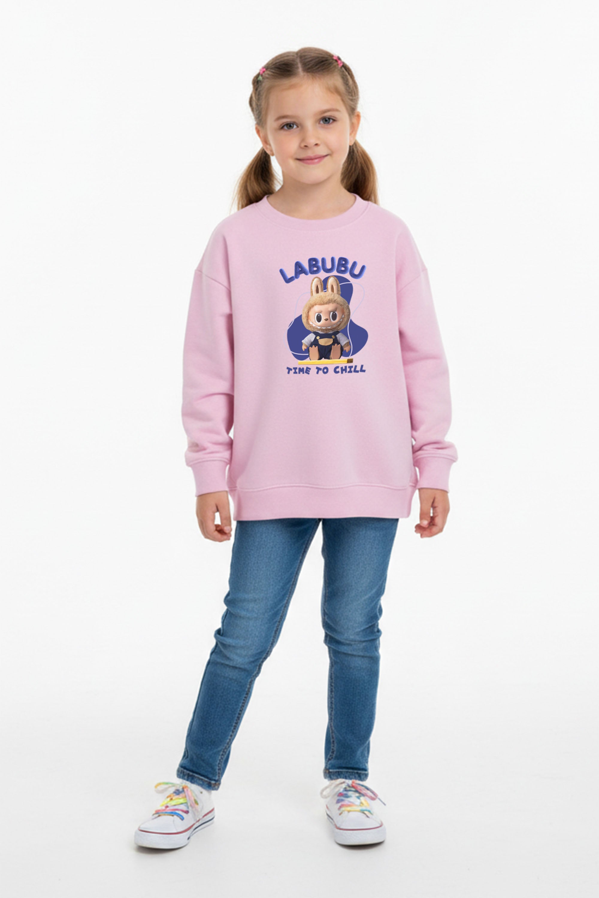 Kids Time To Chill Labubu Printed Sweatshirt