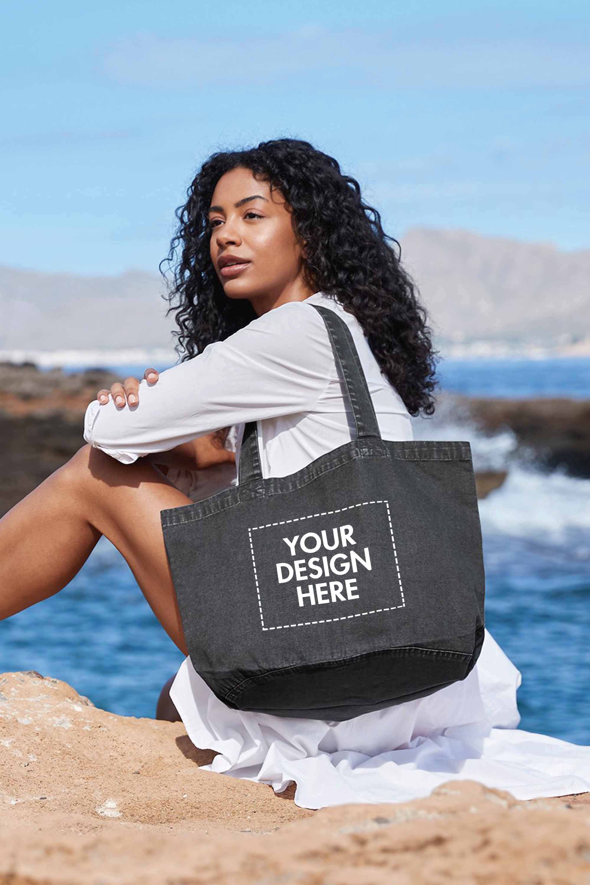 340 GSM Acid Washed Custom Oversized Cotton Shopper Bag