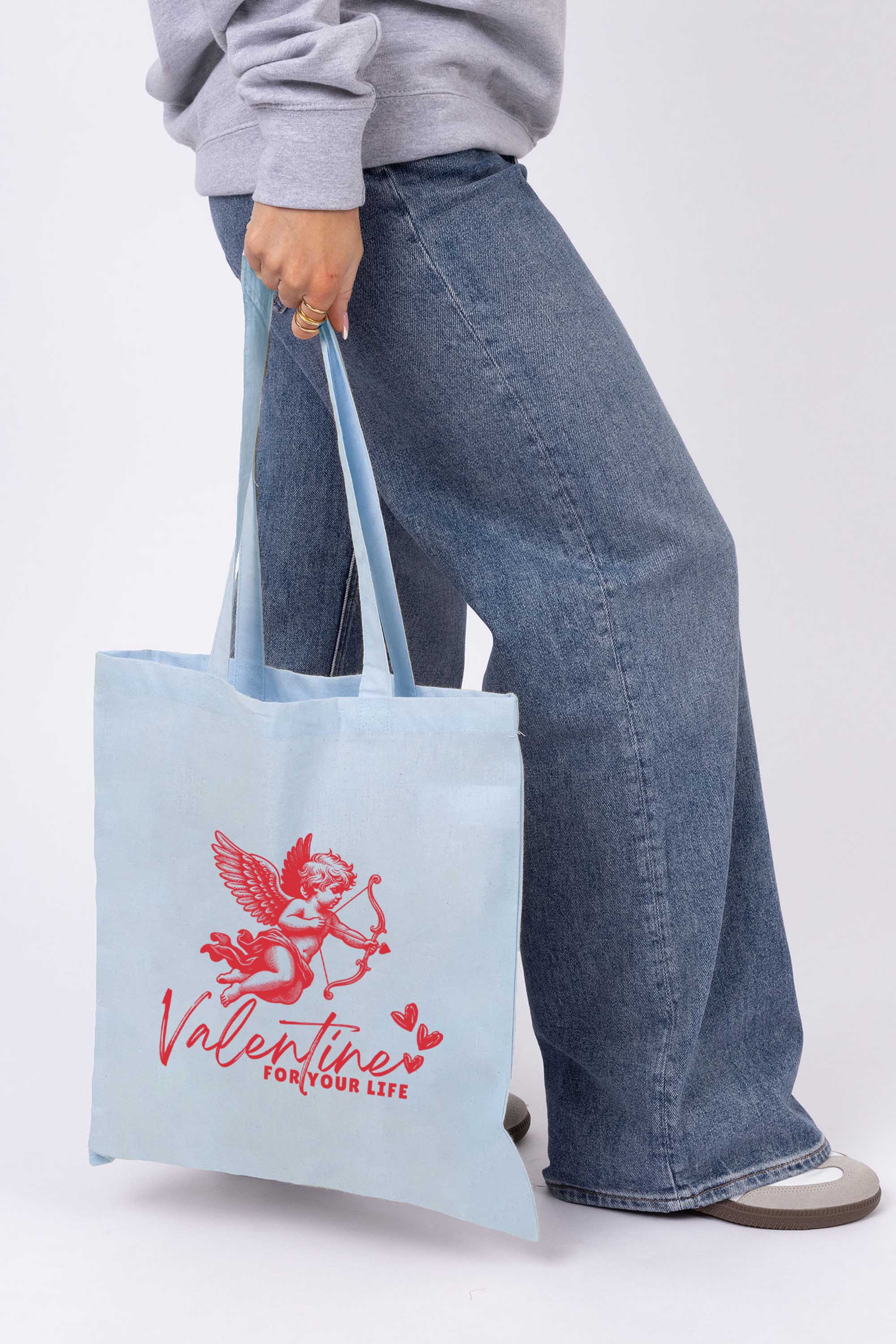 Valentine Cupid Graphic Printed Cotton Tote Bag