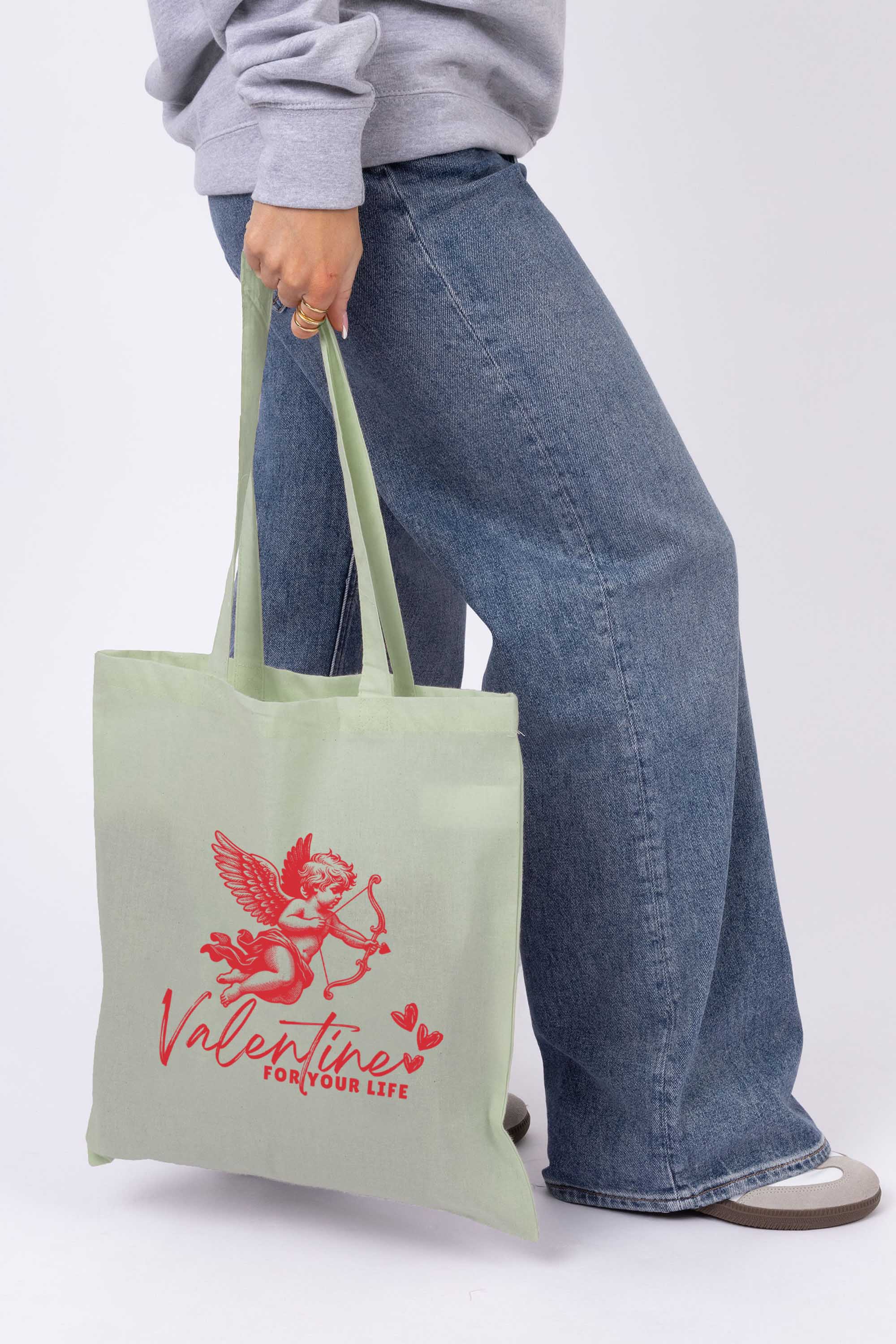 Valentine Cupid Graphic Printed Cotton Tote Bag