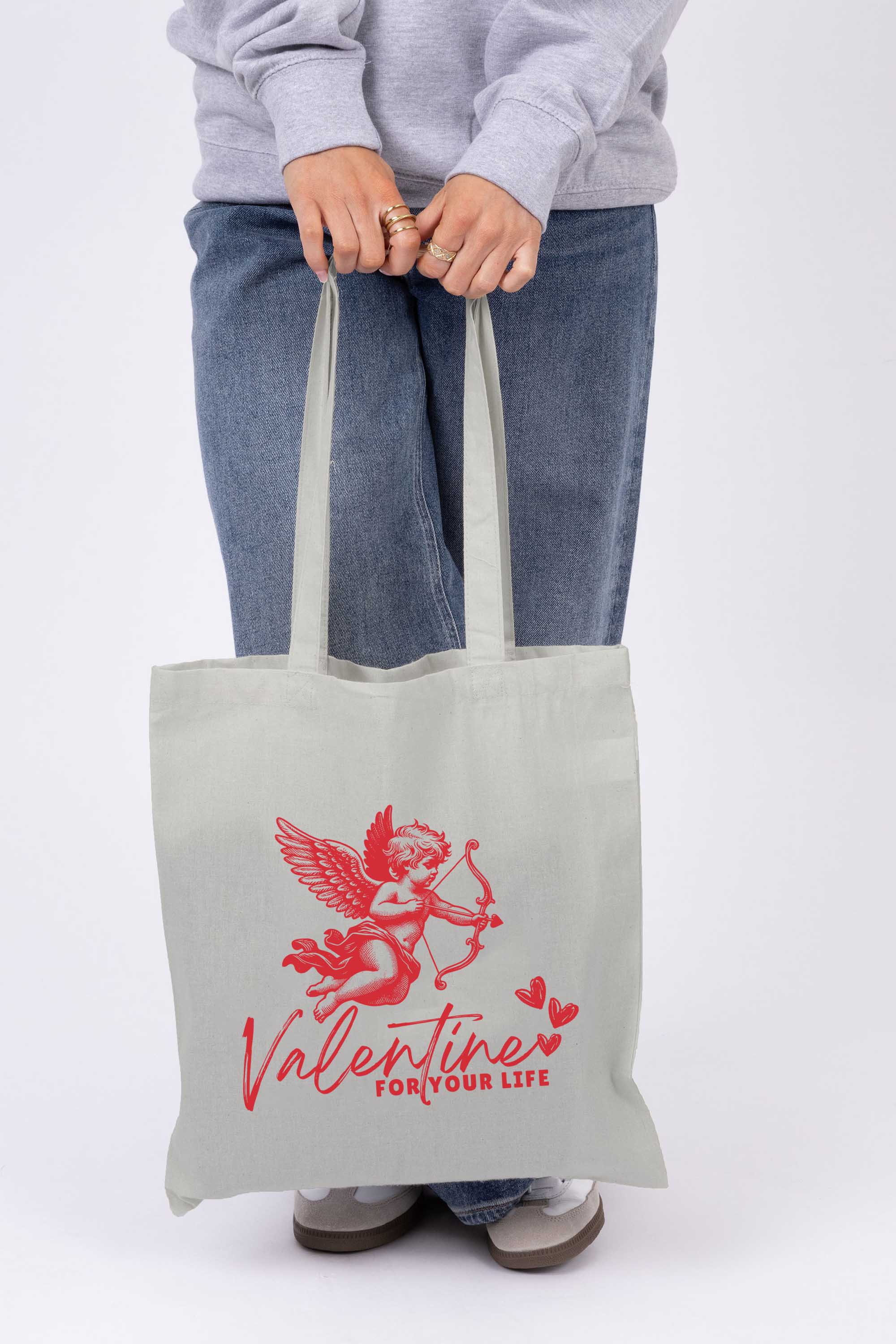 Valentine Cupid Graphic Printed Cotton Tote Bag