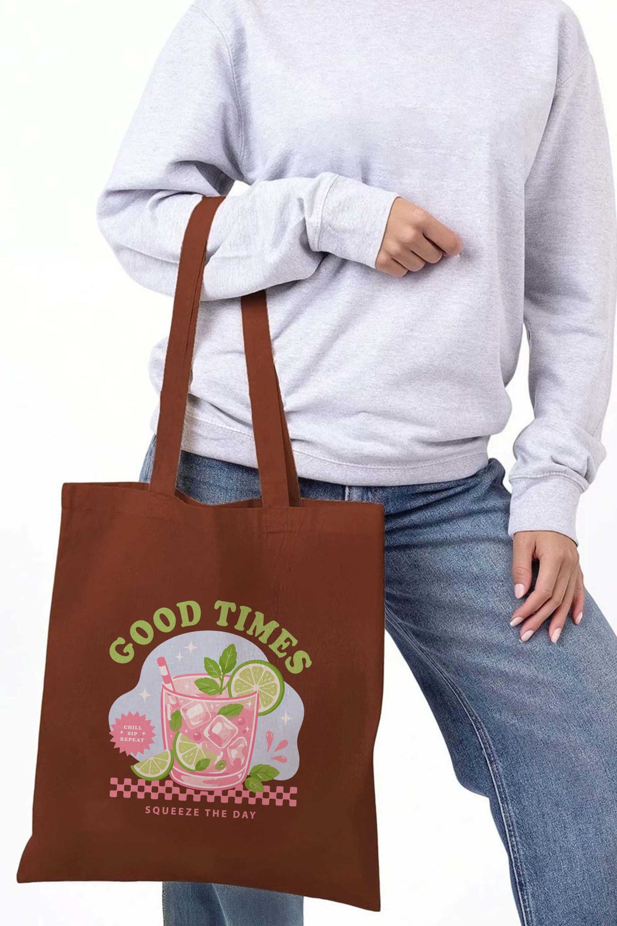 Good Times Summer Drink Printed Tote Bag