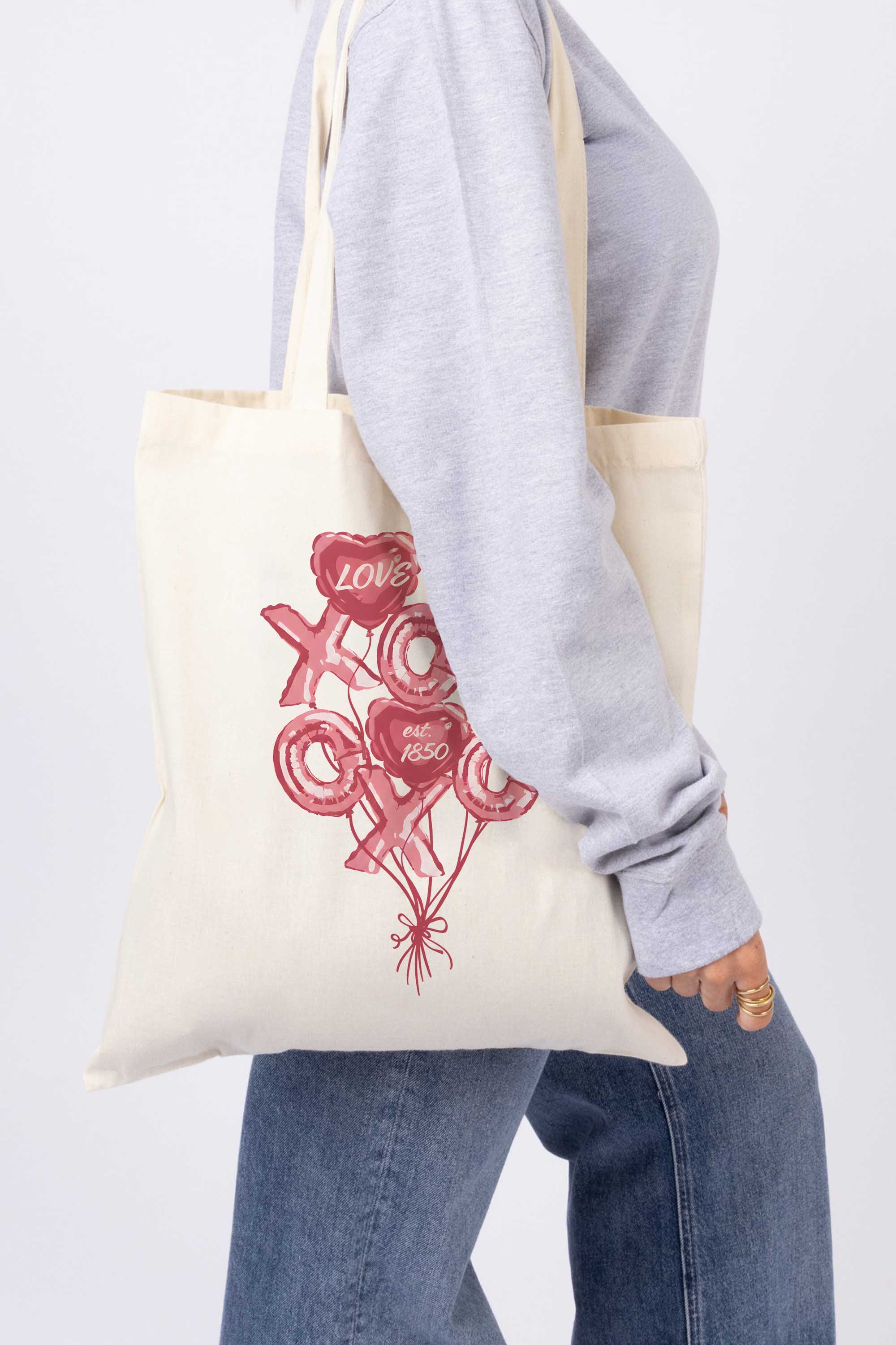 Valentine XOXO Love Printed Cotton Tote Bag