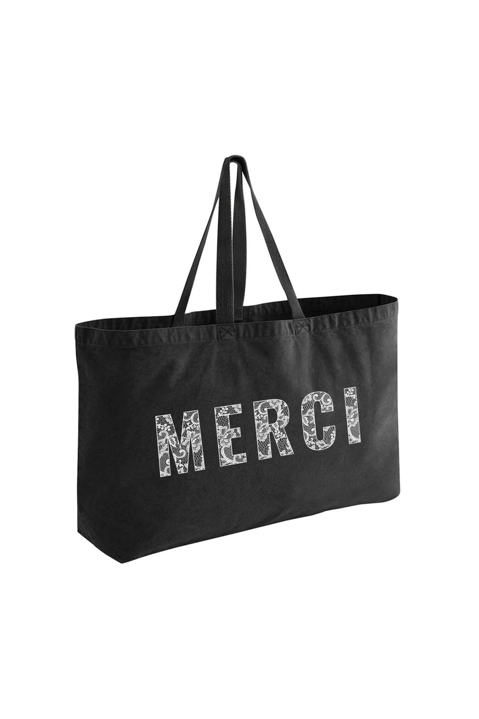407gsm Acid Washed Merci Lace Printed Oversized Cotton Tote Bag