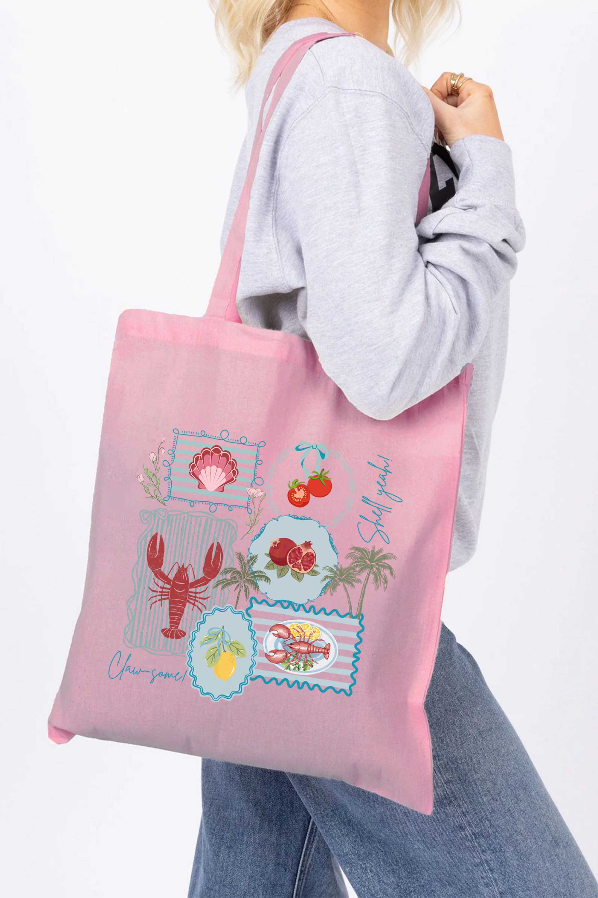 Coastal Postcard Collection Graphic Printed Cotton Tote Bag