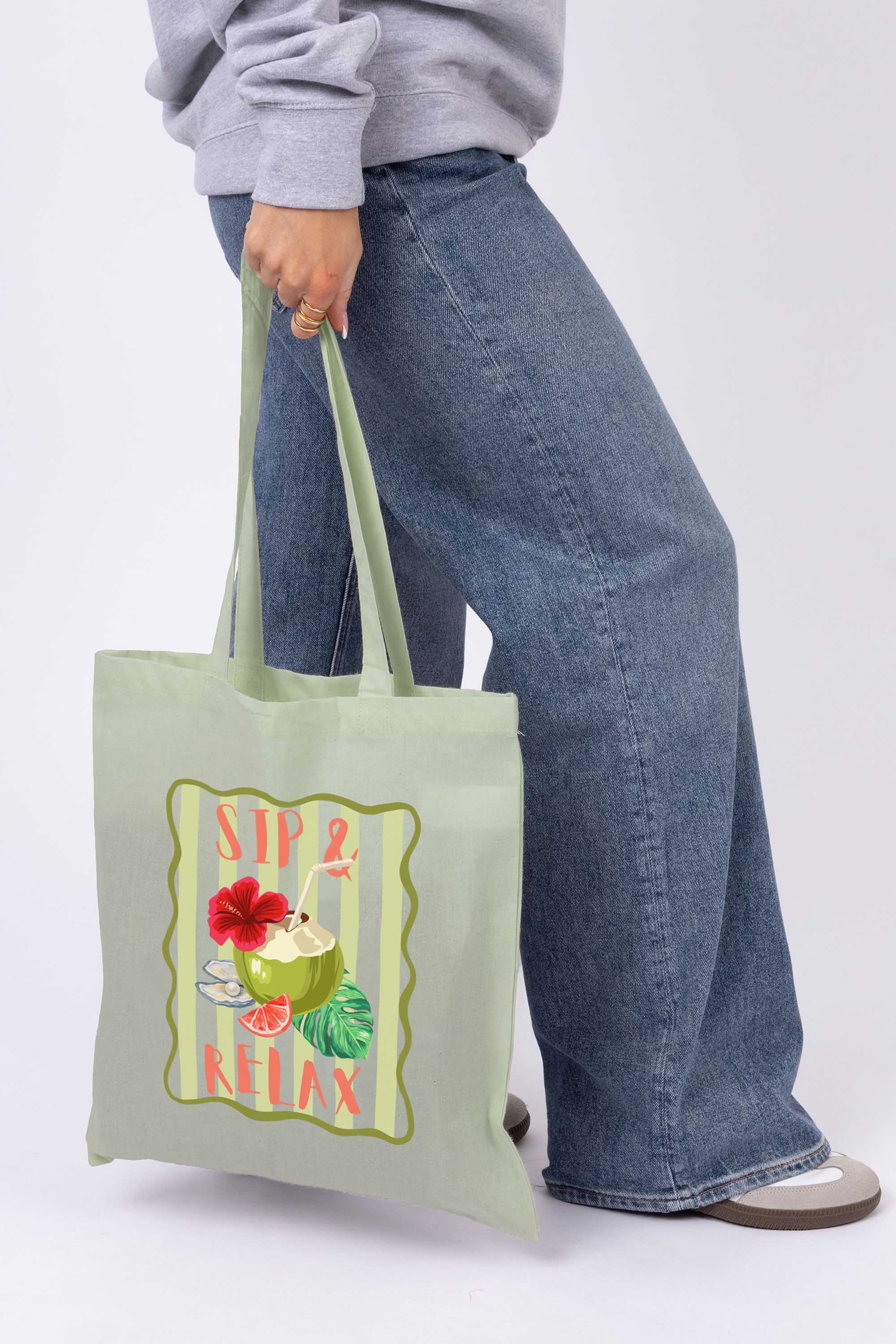 Sip and Relax Printed Tote Bag